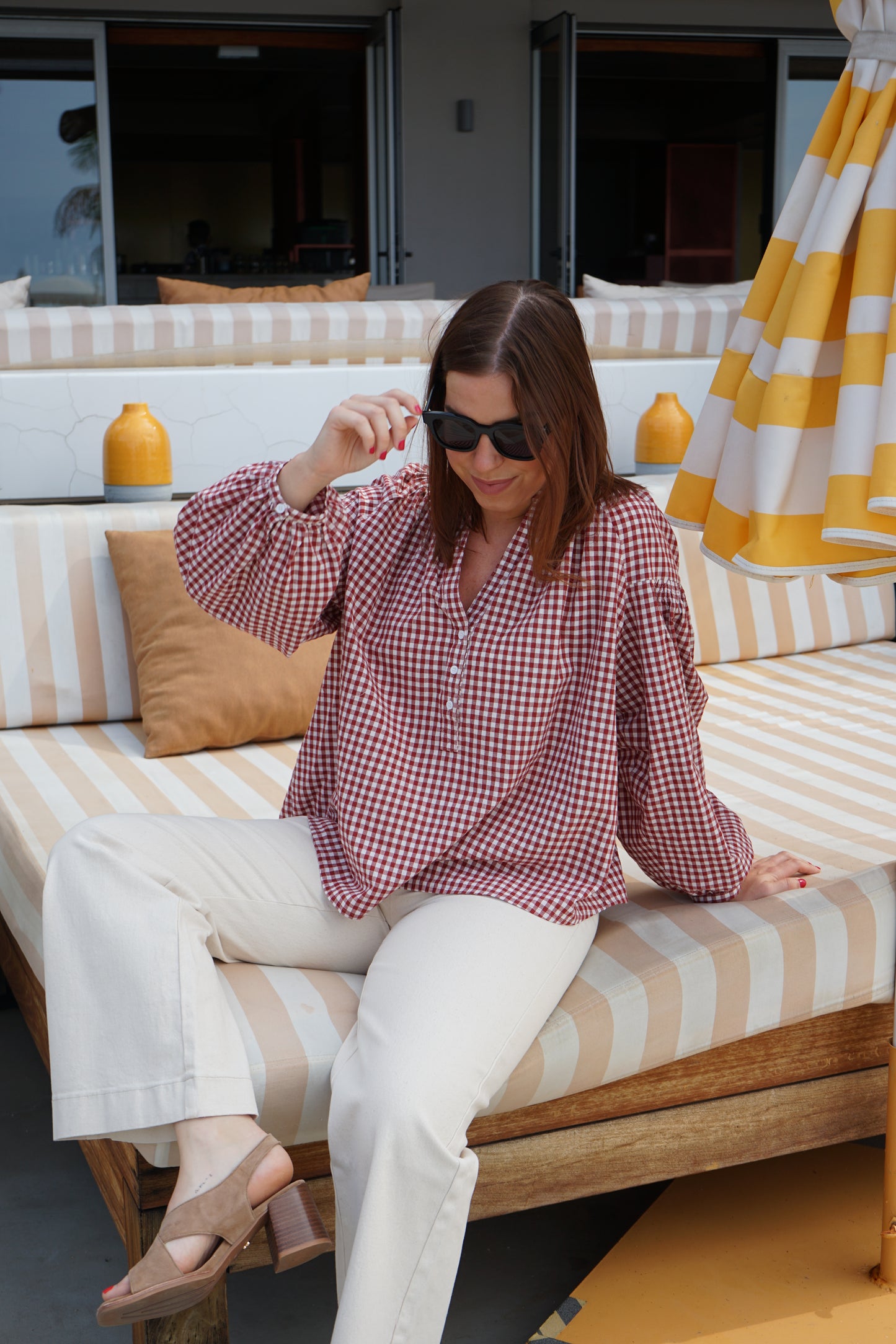 Blouse vichy rouge Clothilde