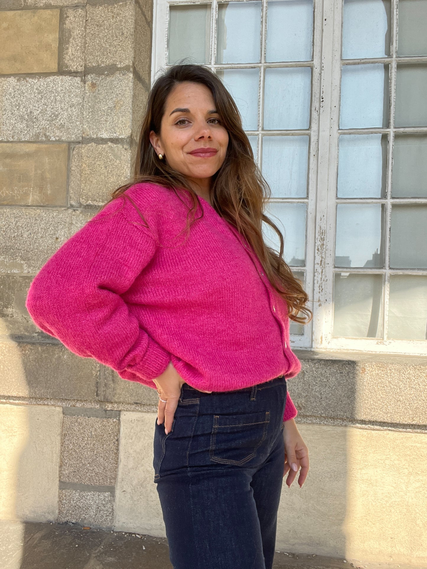 Cardigan Charlie rose framboise