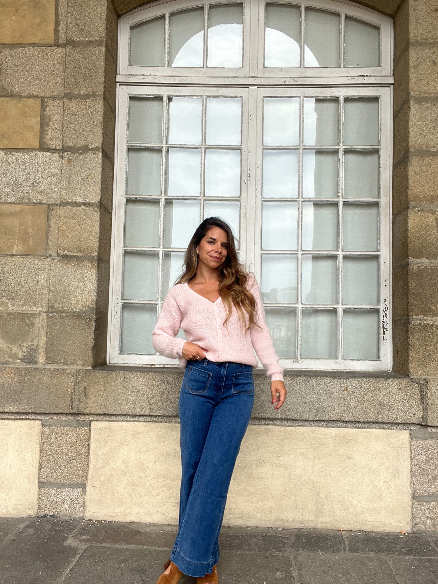 Cardigan en laine rose Alice
