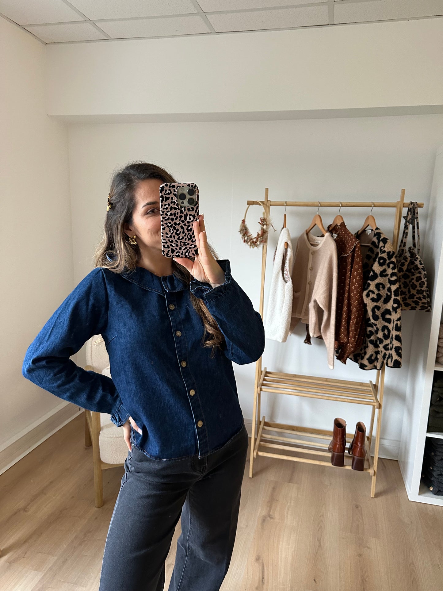 Blouse Pia denim foncé