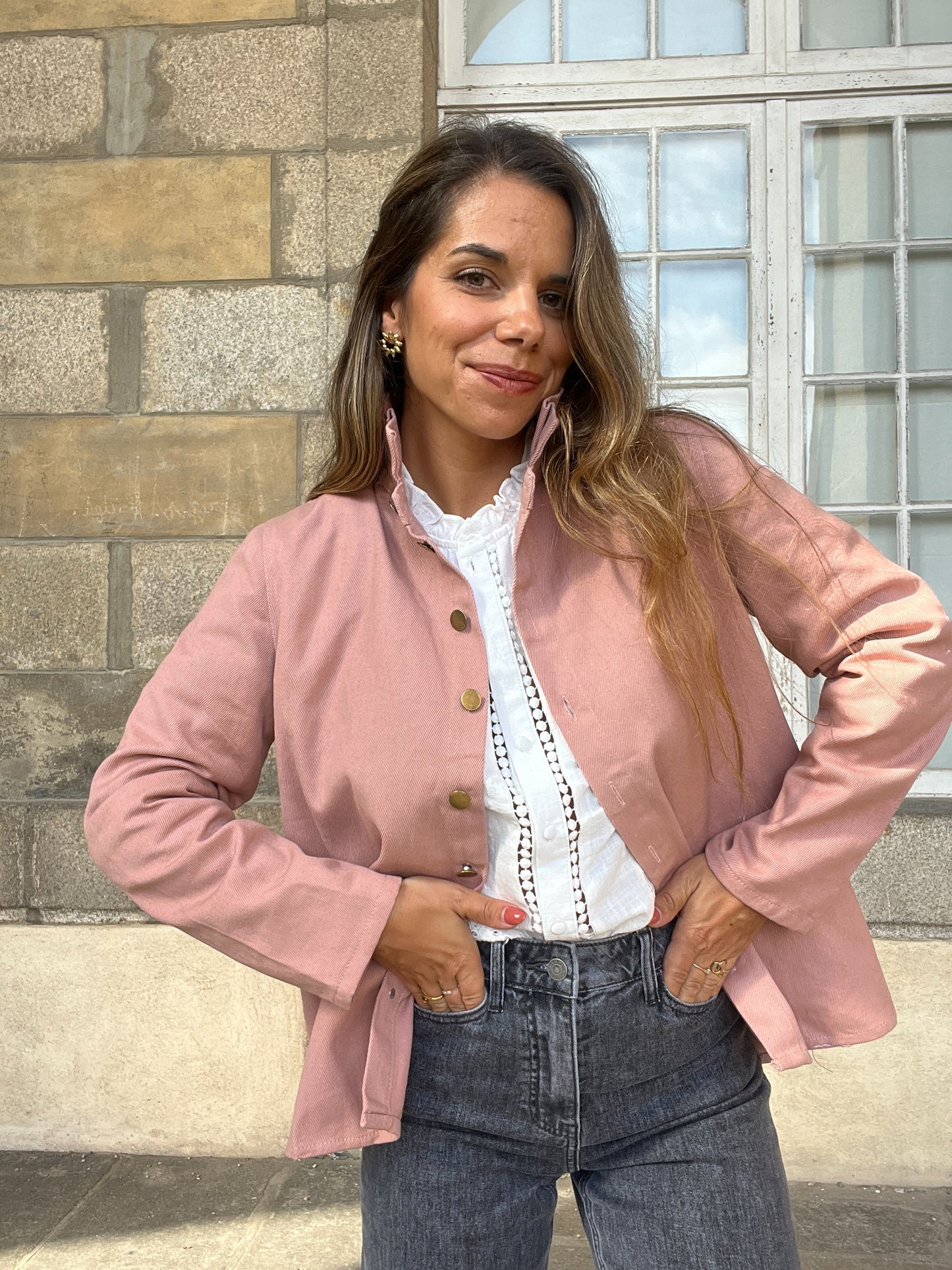 Veste en jean Céleste vieux rose