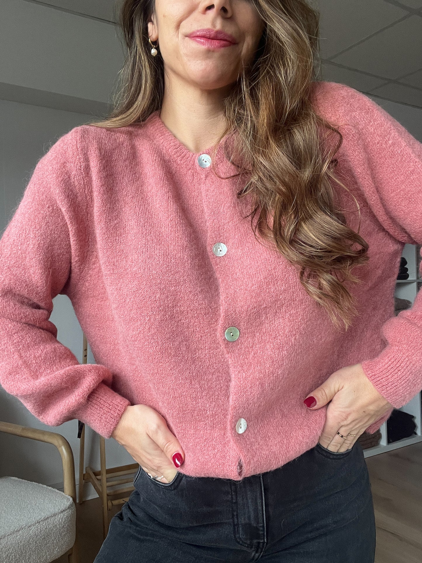 Maille en laine Léonie vieux rose
