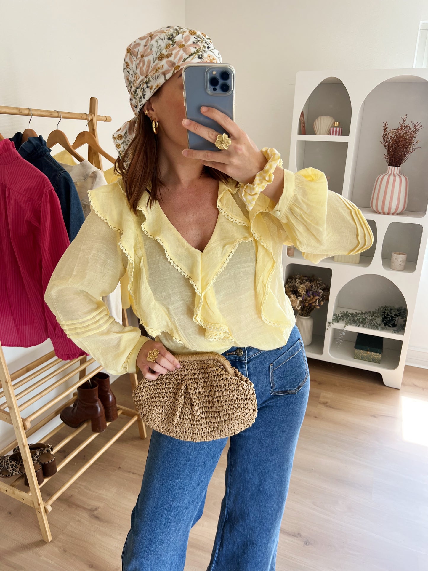 Blouse à volants June jaune