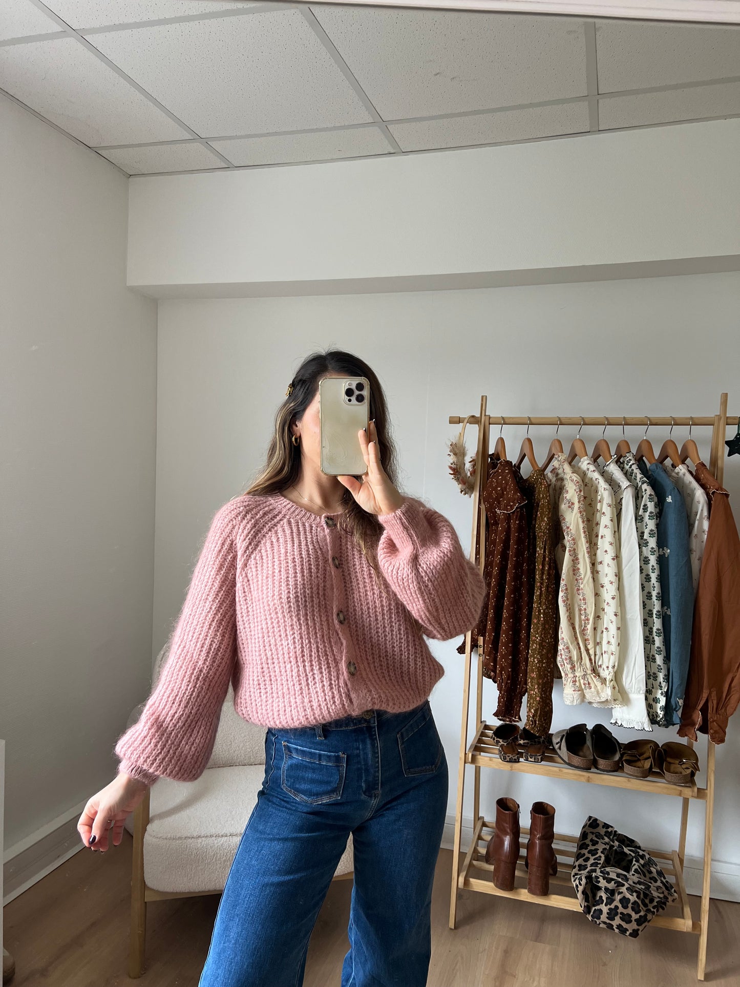 Cardigan rose chiné Honorine