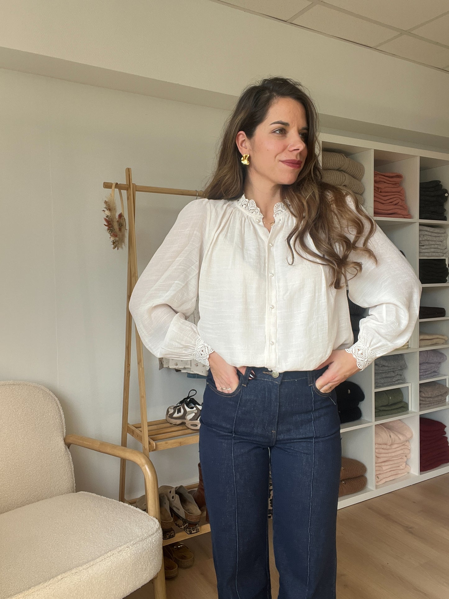 Blouse écrue brodée Maïwenn