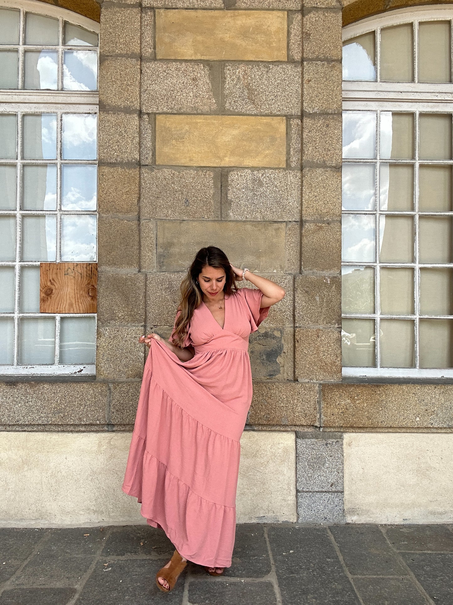 Robe longue Bella rose