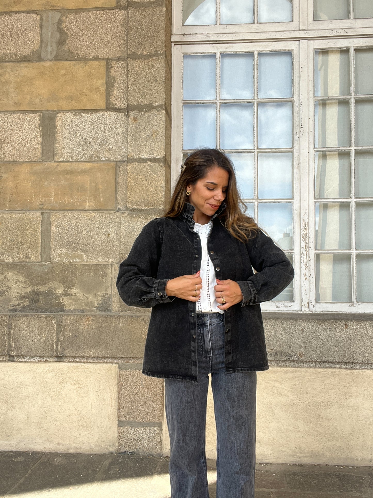 Veste en jean Céleste noir chiné