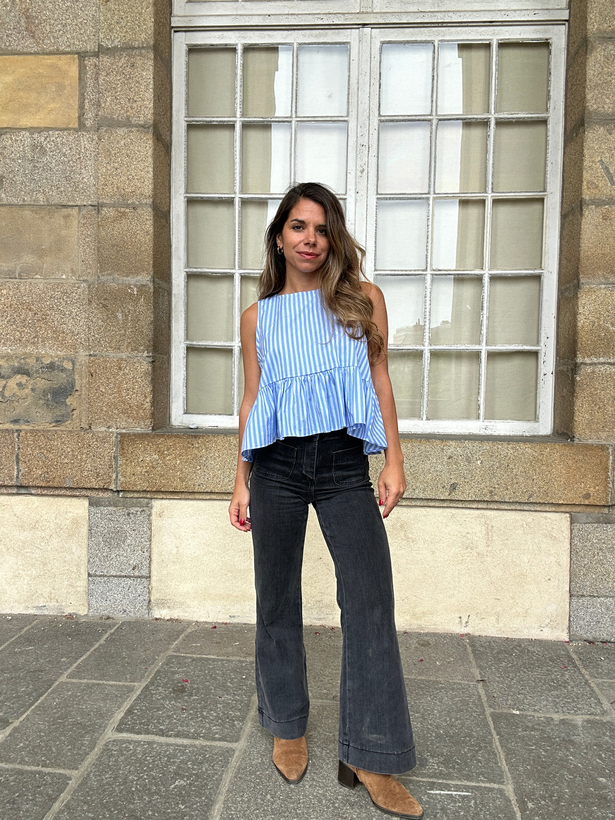 Top rayé Raquel bleu