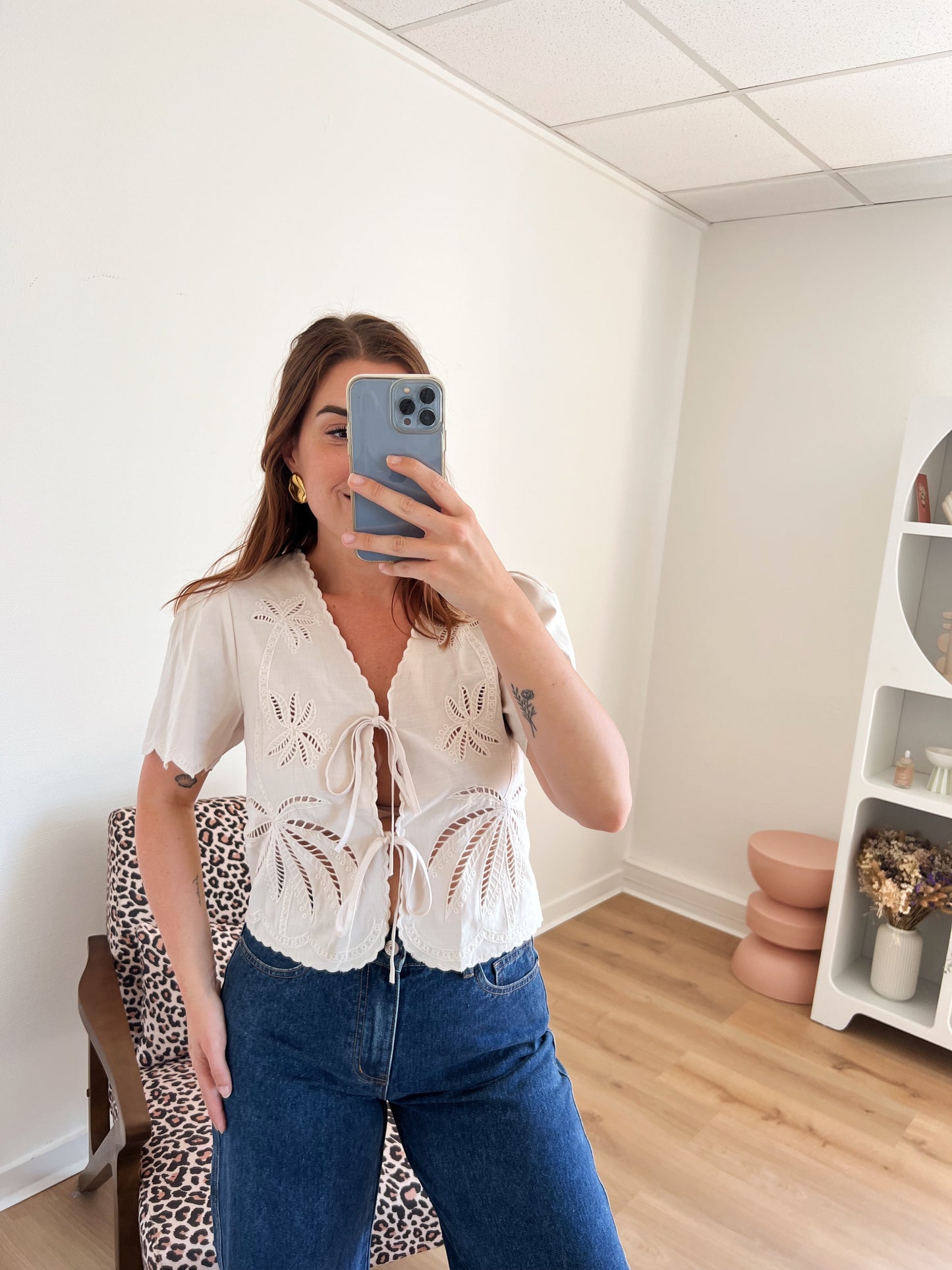 Blouse beige à noeuds Moana
