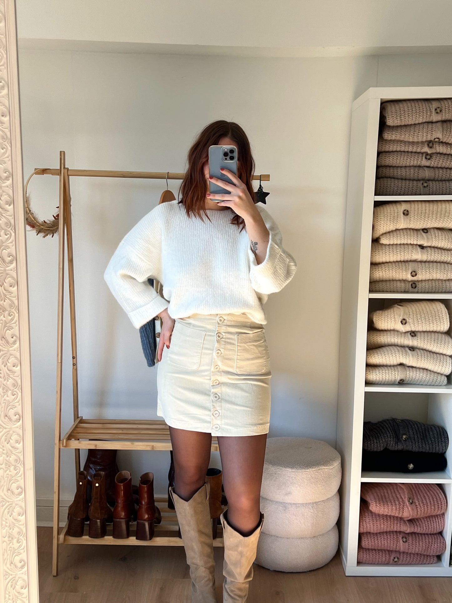 Jupe en velours Jesse beige