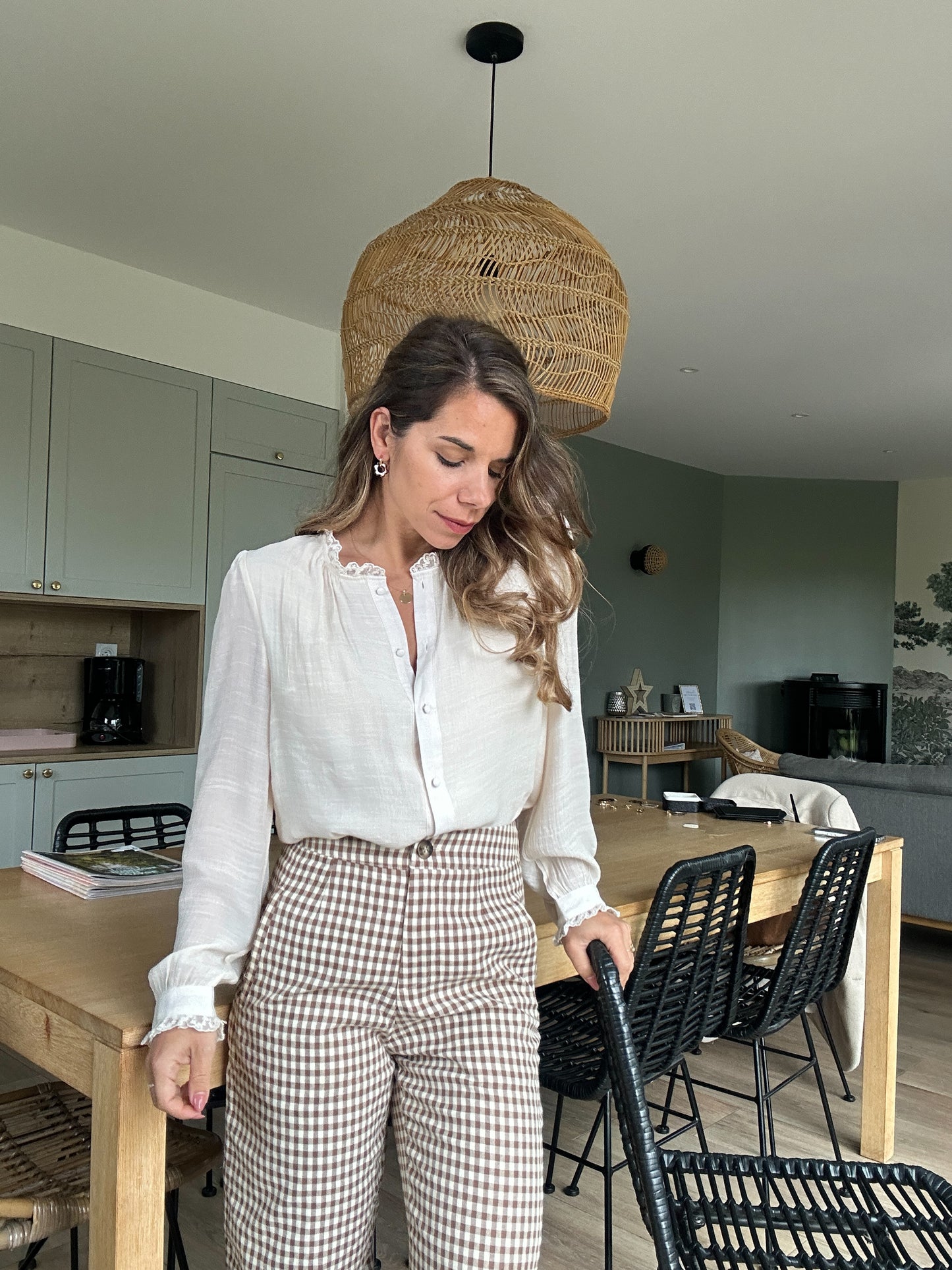 Pantalon Vichy Camel
