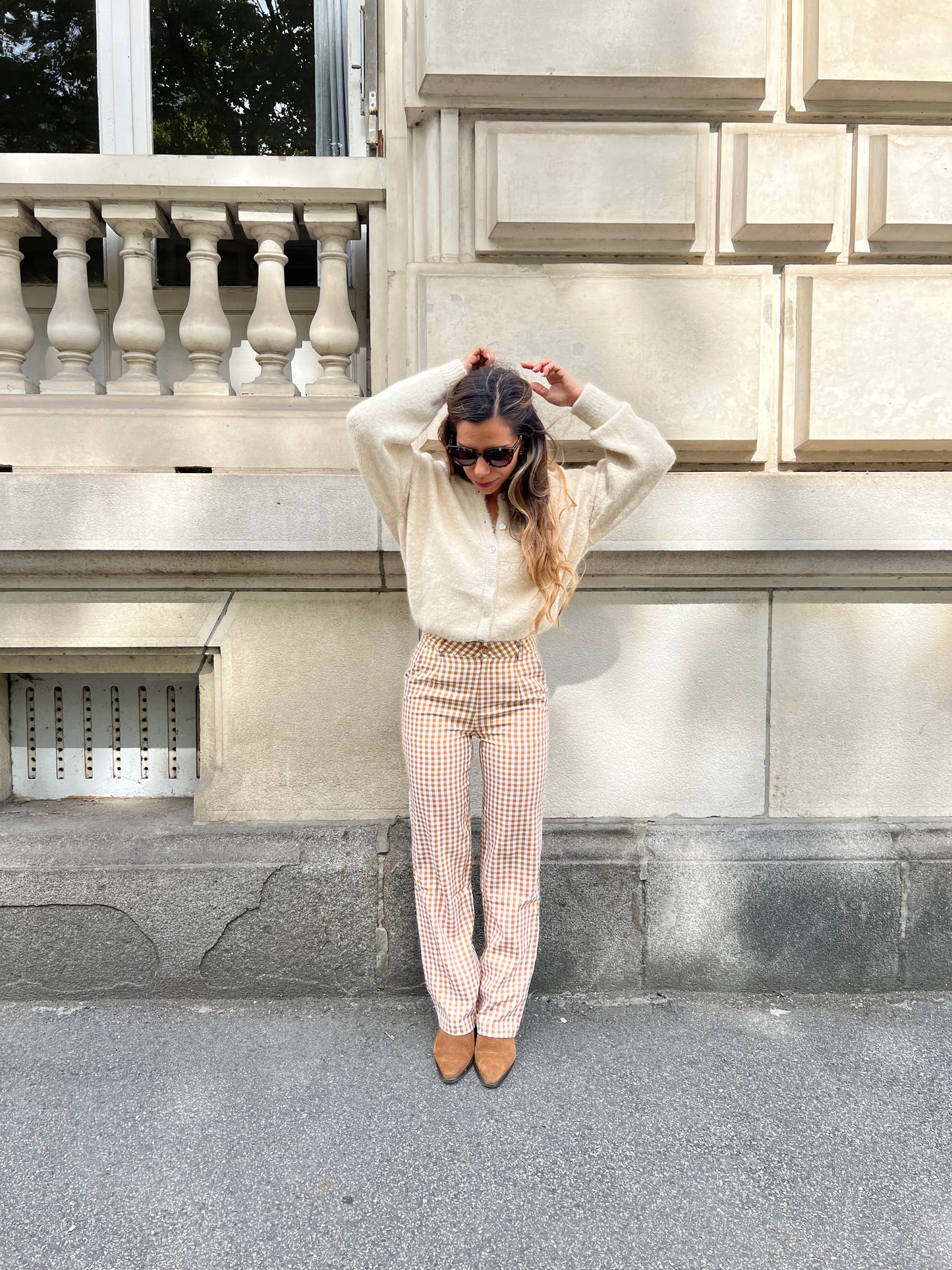 Pantalon Vichy camel Aurora