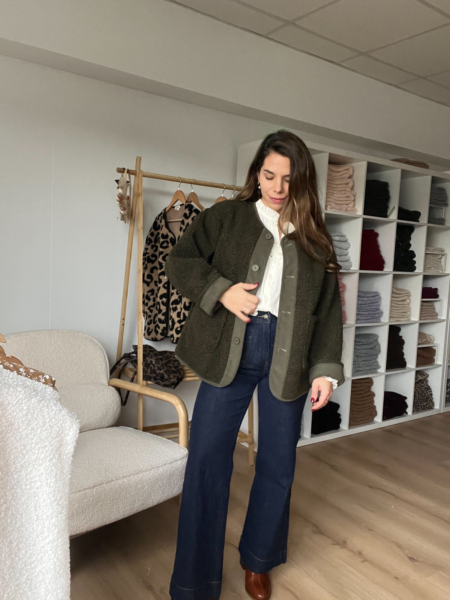 Veste moumoute kaki Elsa