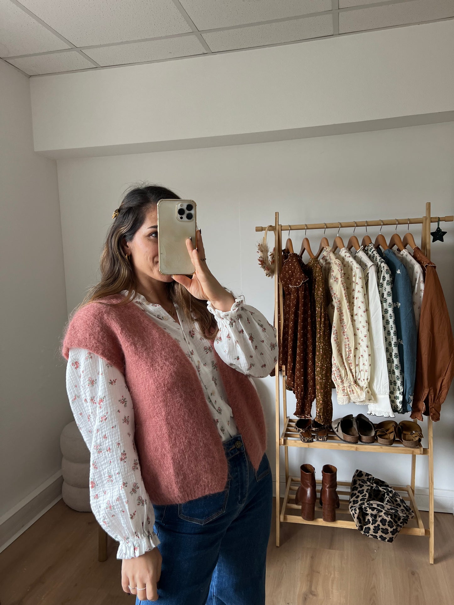 Gilet sans manches en mohair et laine Alma