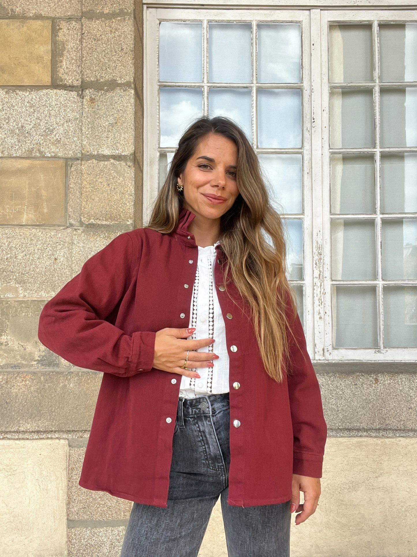 Veste en jean Céleste bordeaux