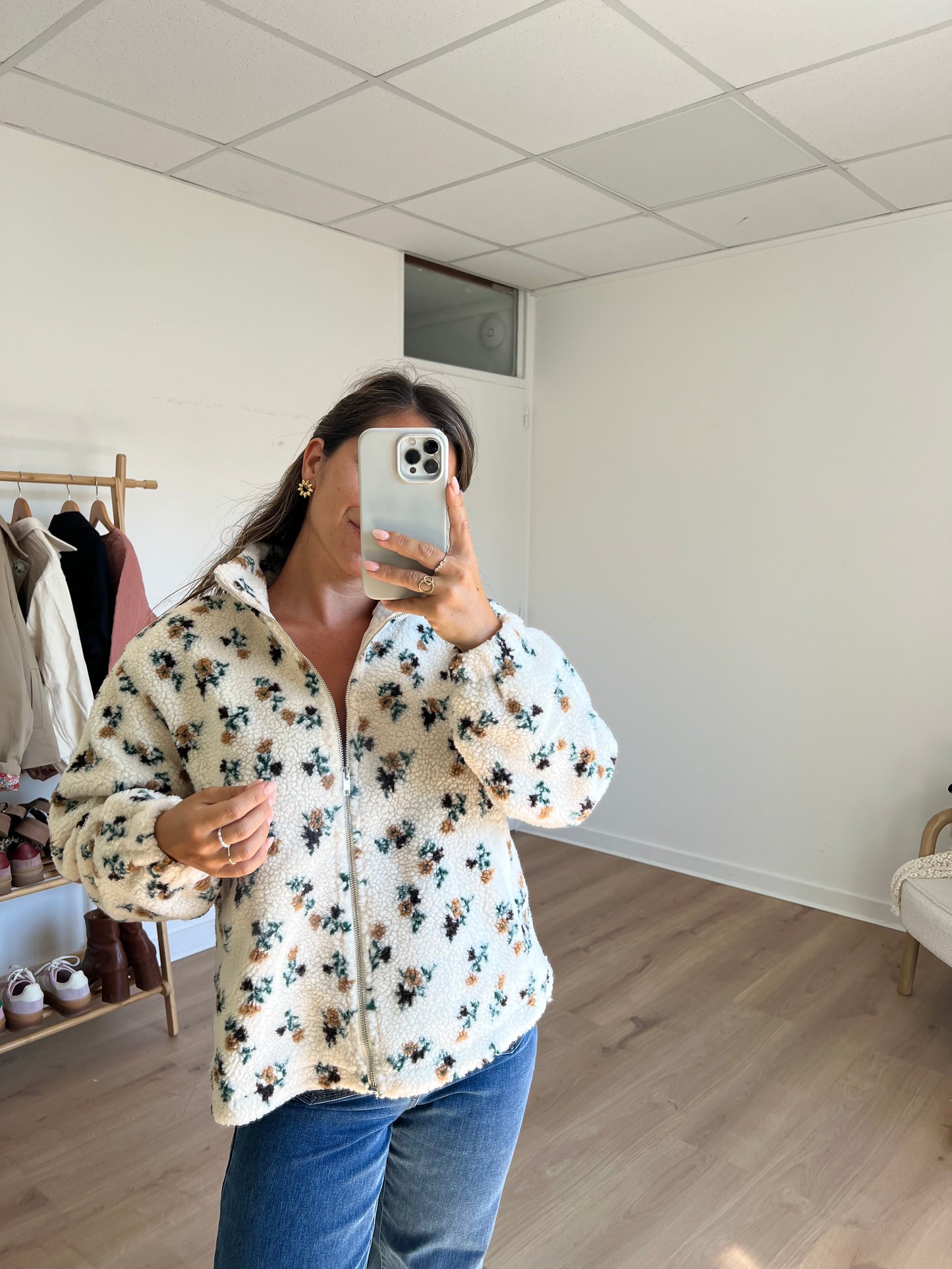 Veste moumoute fleurie Eva