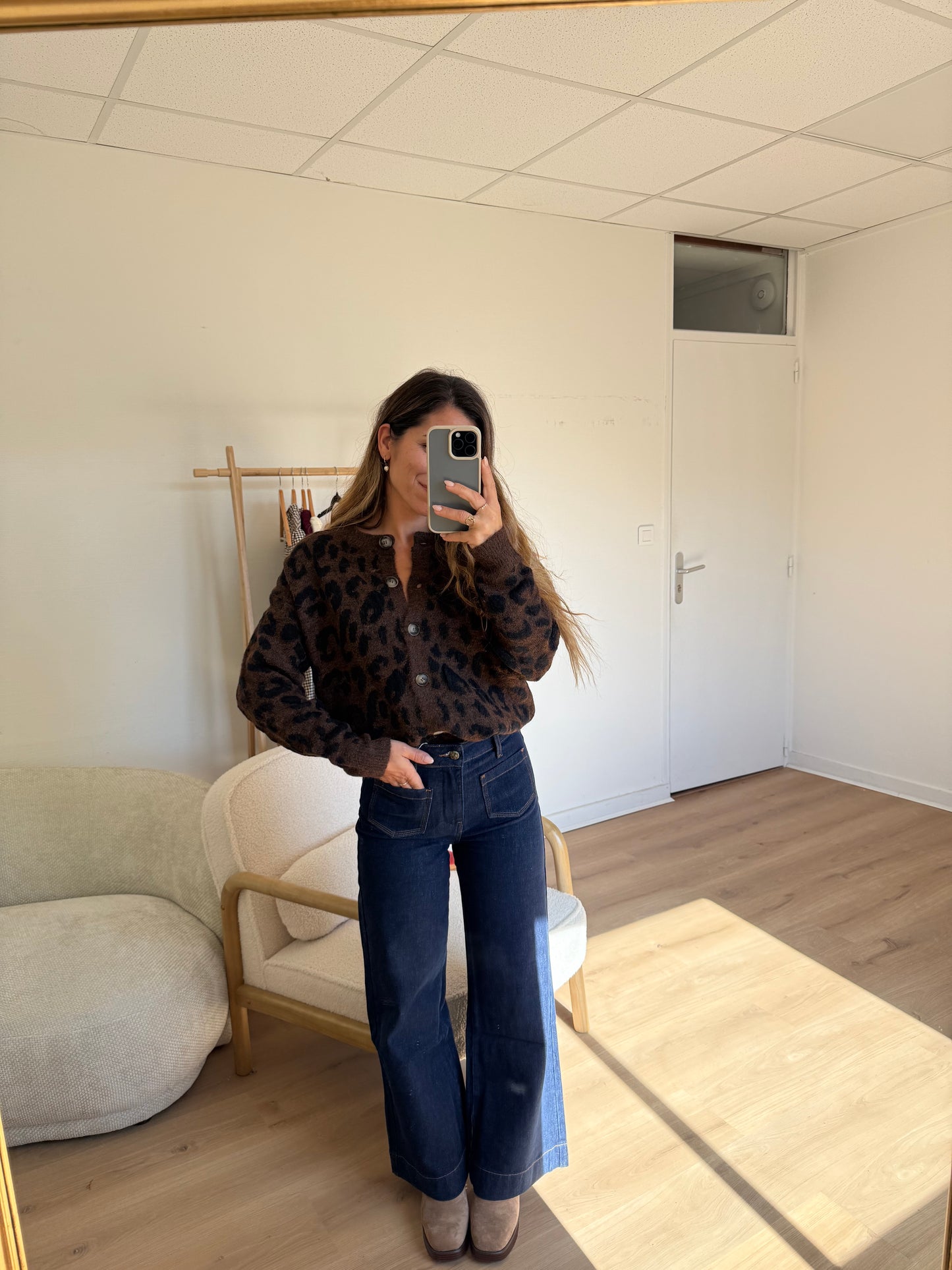 Cardigan léopard Camille marron