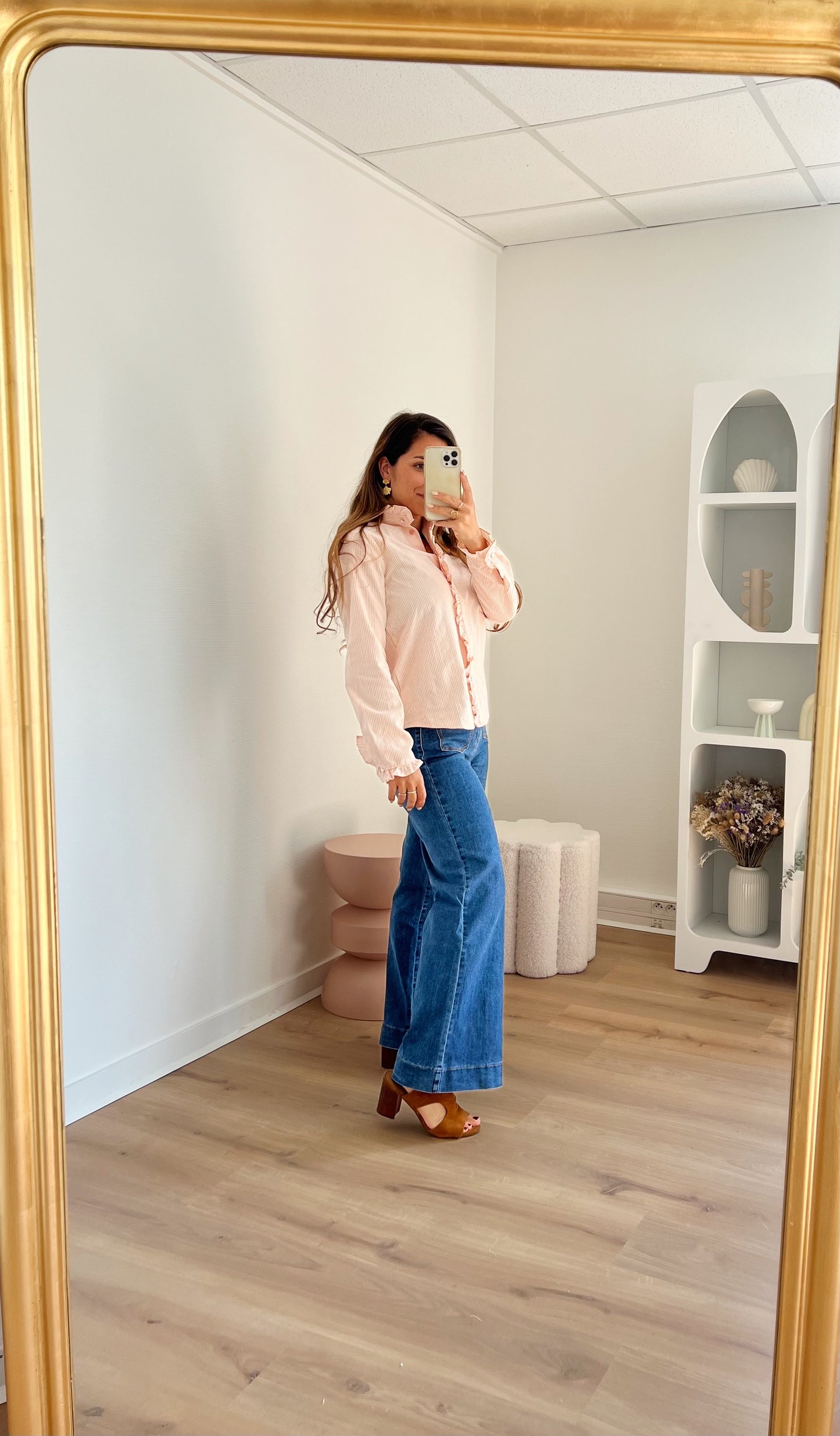Blouse à col volanté Gaïa rose