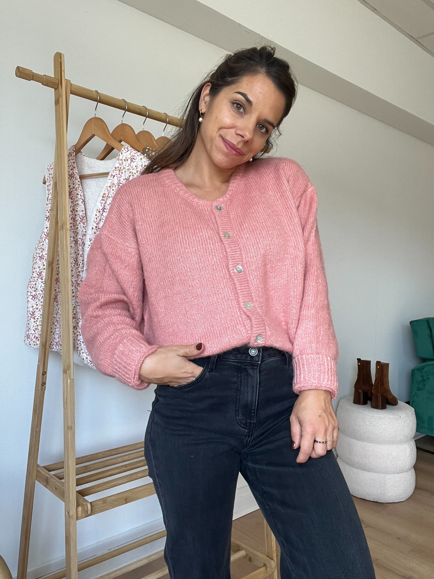 Cardigan Charlie vieux rose