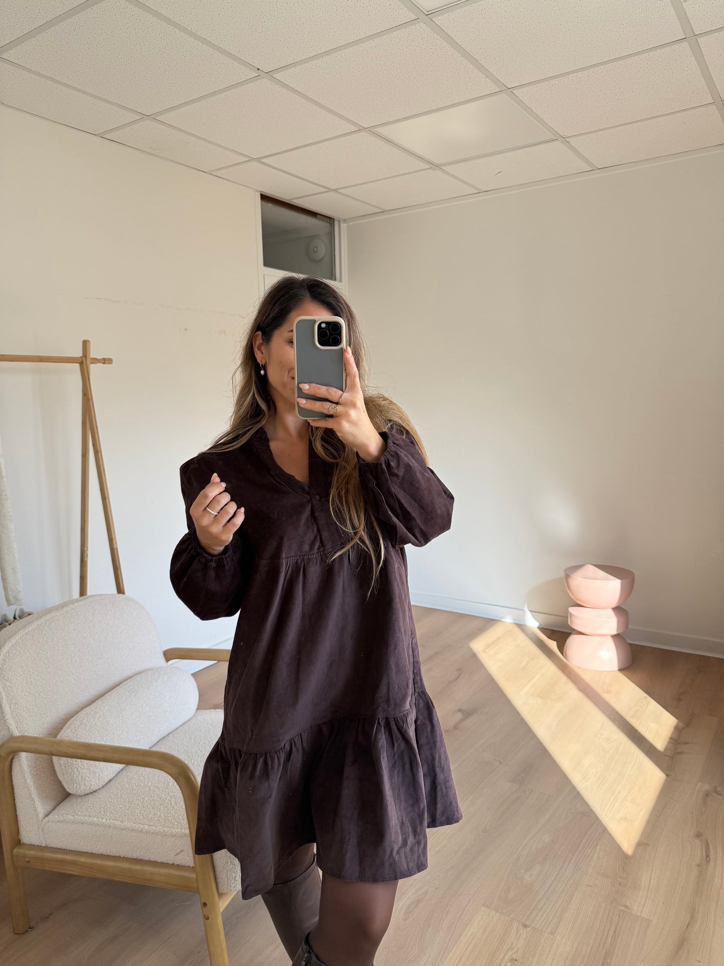 Robe en velours Hortense chocolat