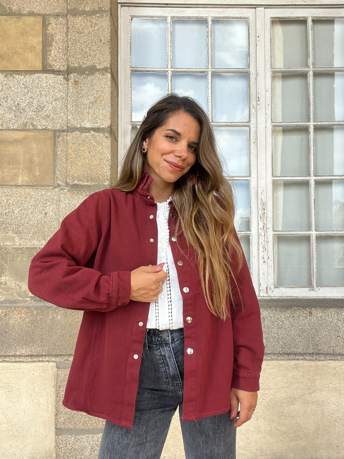 Veste en jean Céleste bordeaux