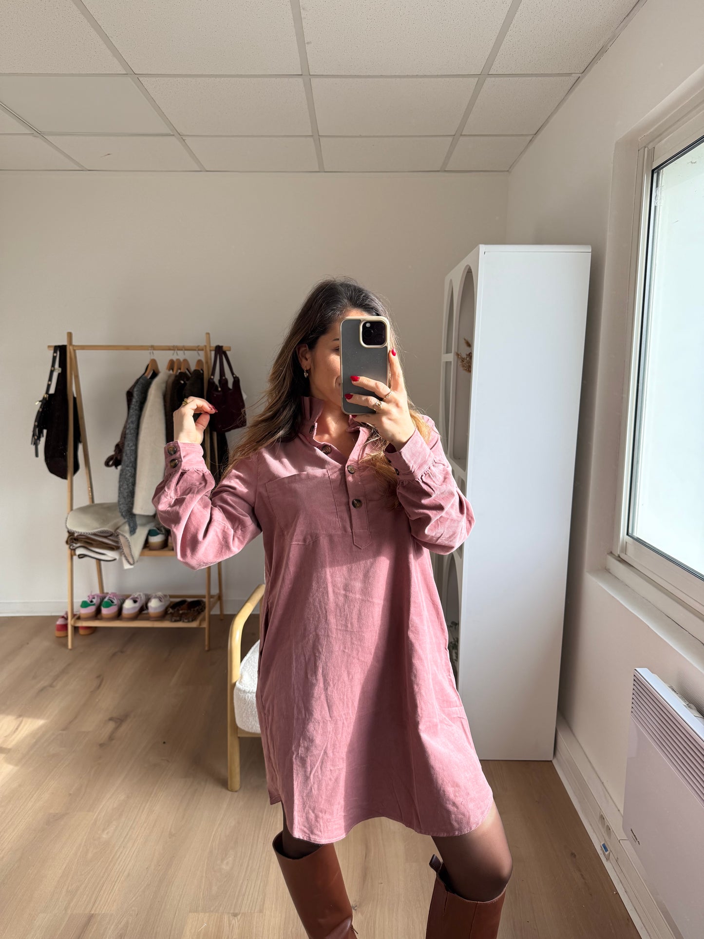 Robe en velours rose Alba