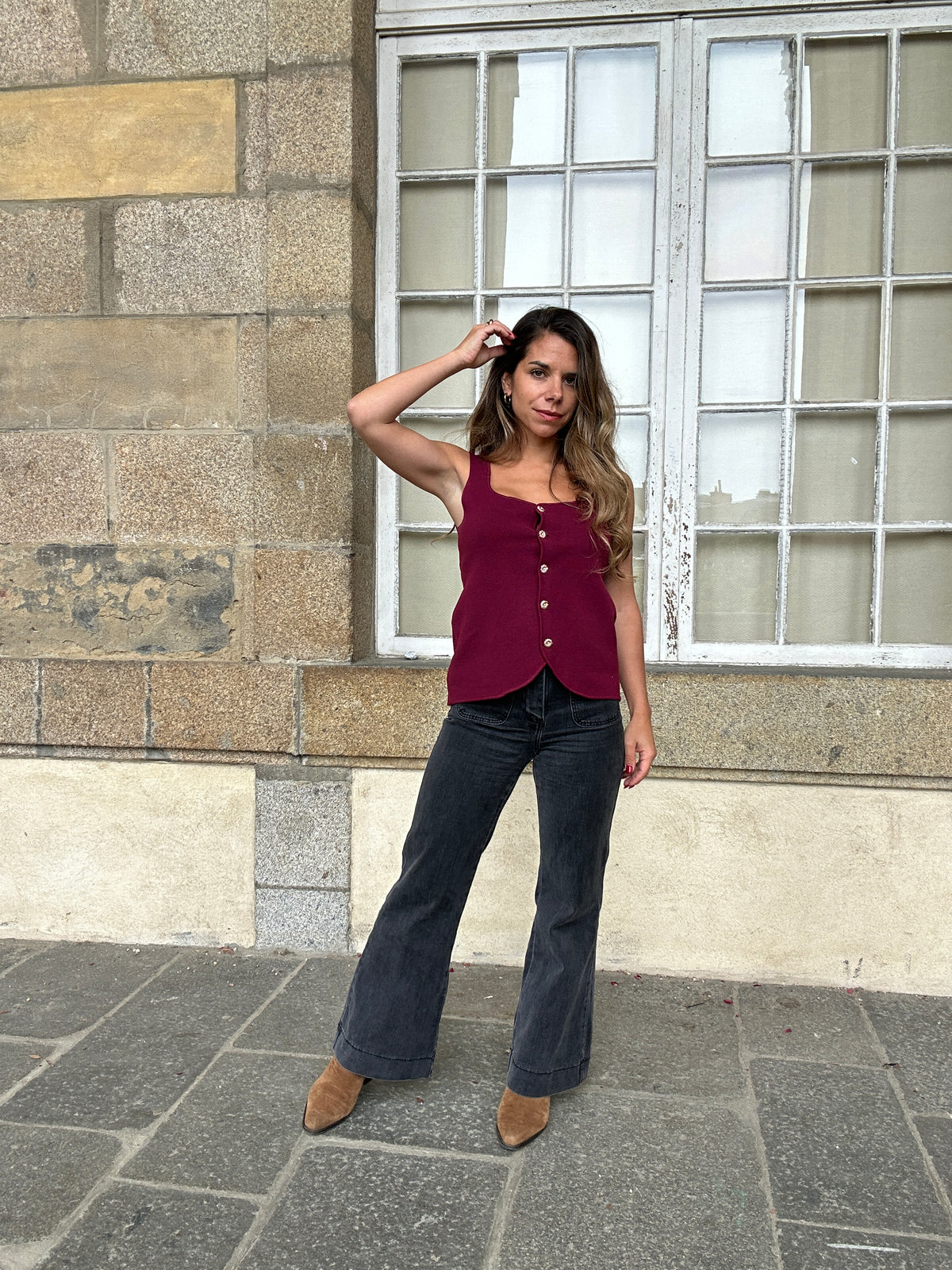 Top Ambre bordeaux