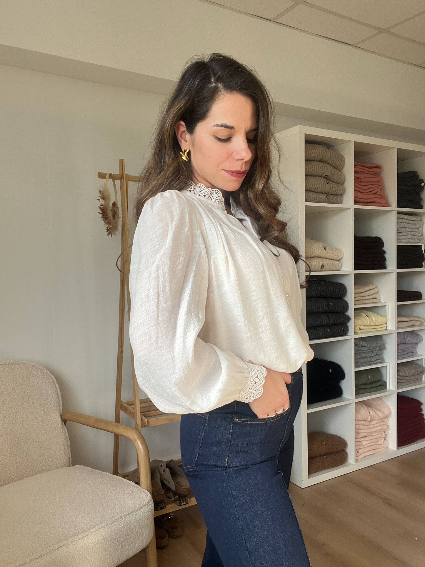 Blouse écrue brodée Maïwenn