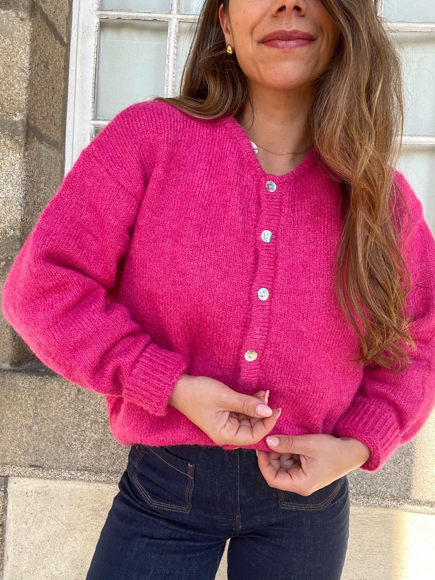 Cardigan Charlie rose framboise