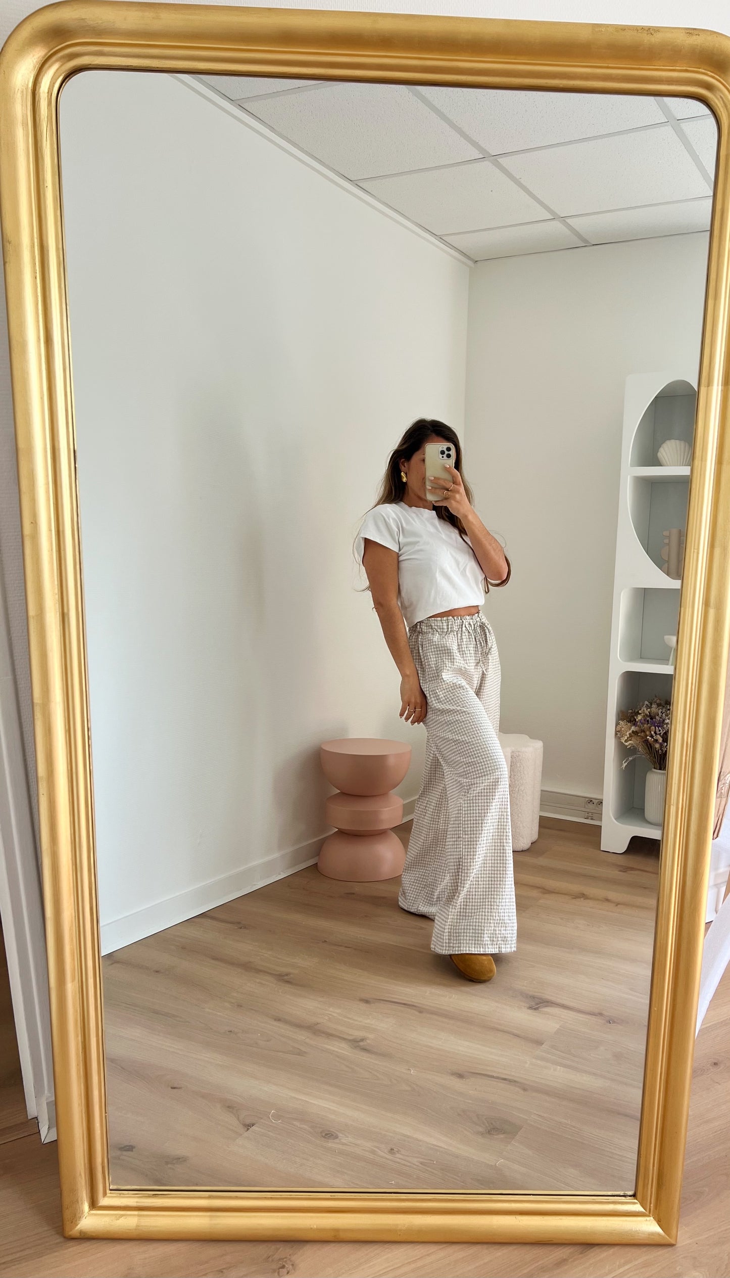 Pantalon fluide vichy Max beige