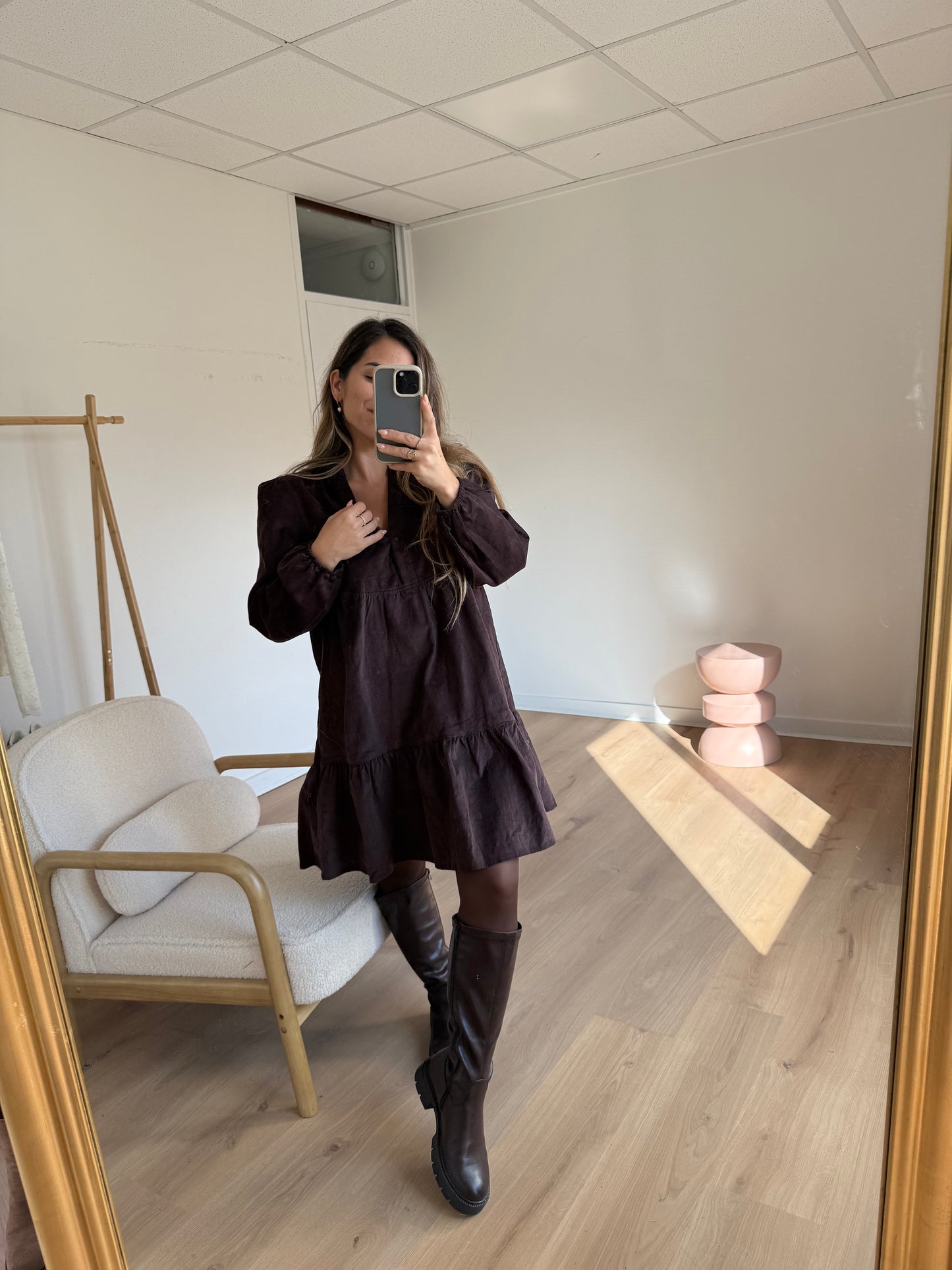 Robe en velours Hortense chocolat