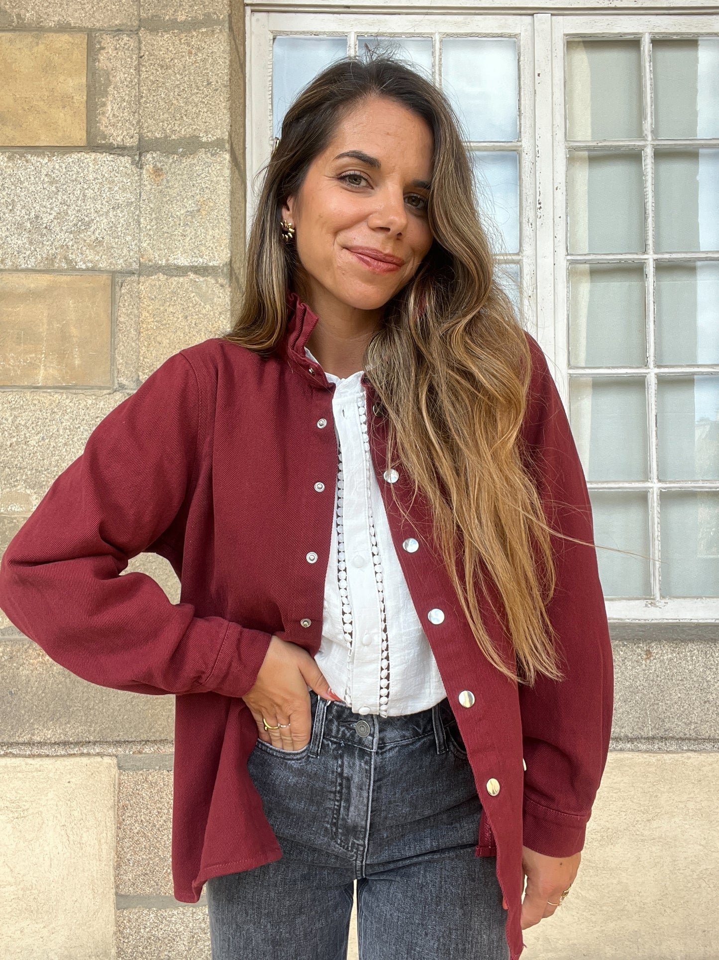 Veste en jean Céleste bordeaux