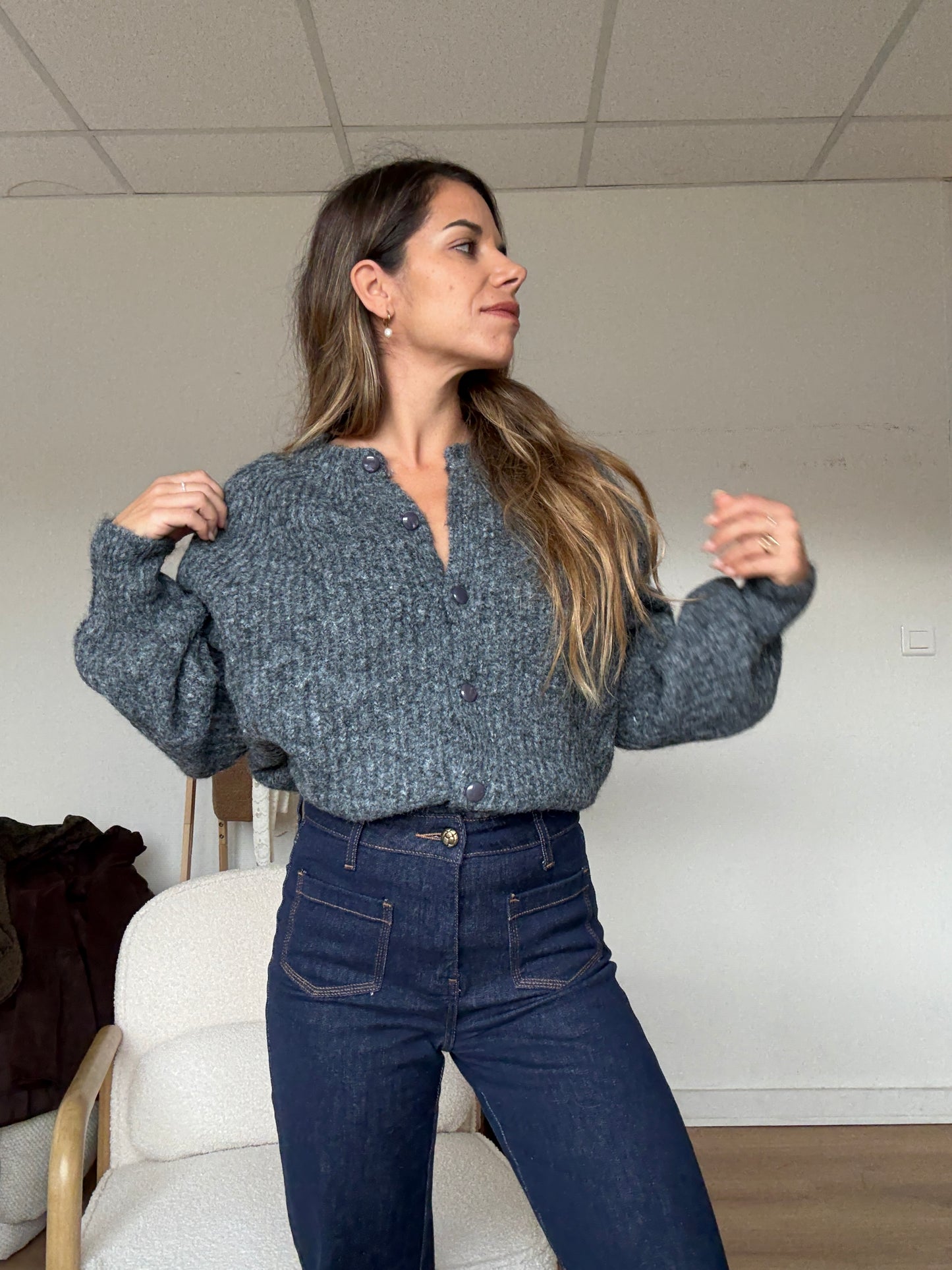 Cardigan Irène gris foncé