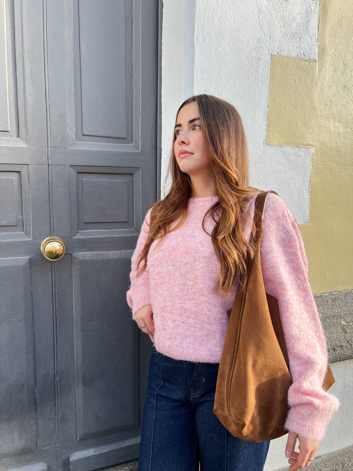 Pull rose chiné Louise
