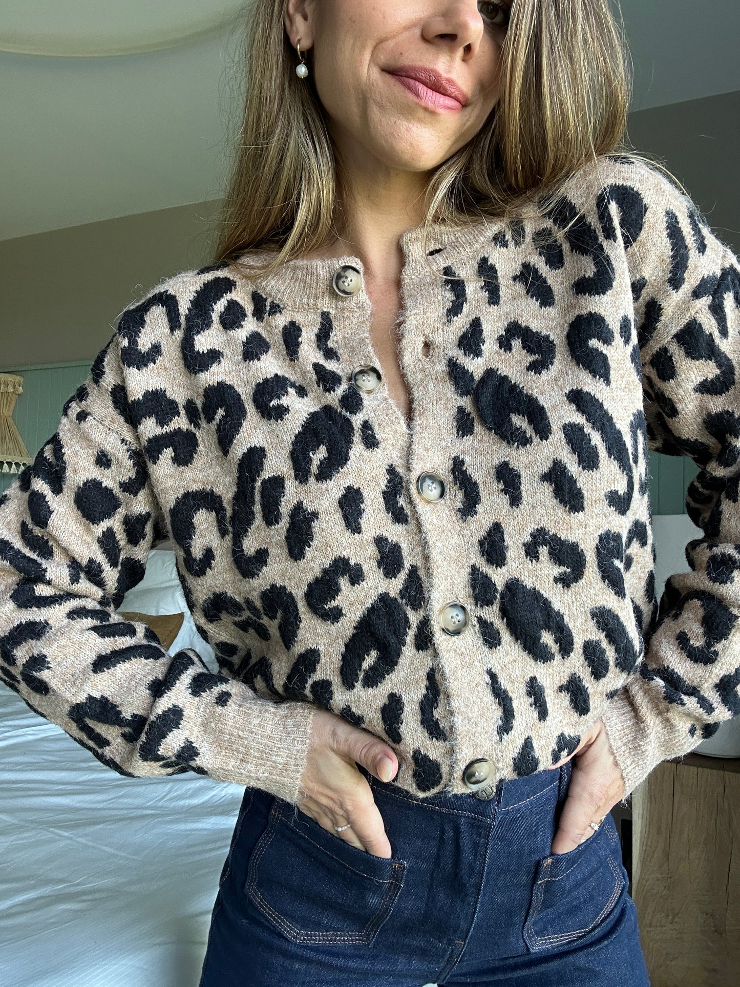 Cardigan léopard Camille beige