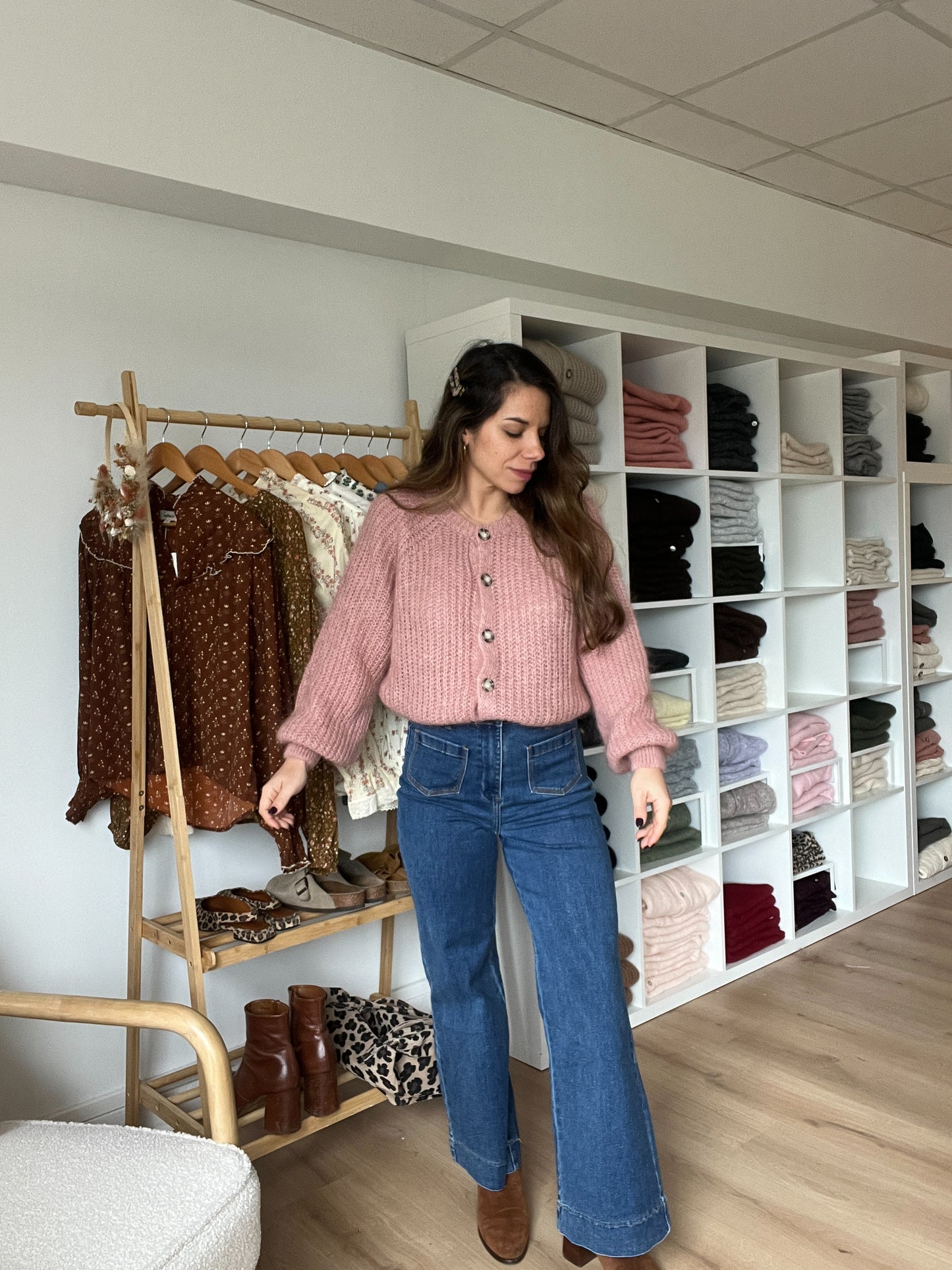 Cardigan rose chiné Honorine