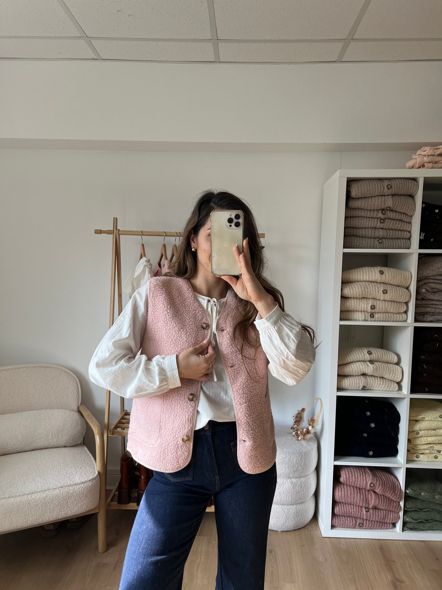 Gilet berger Arianne rose pâle
