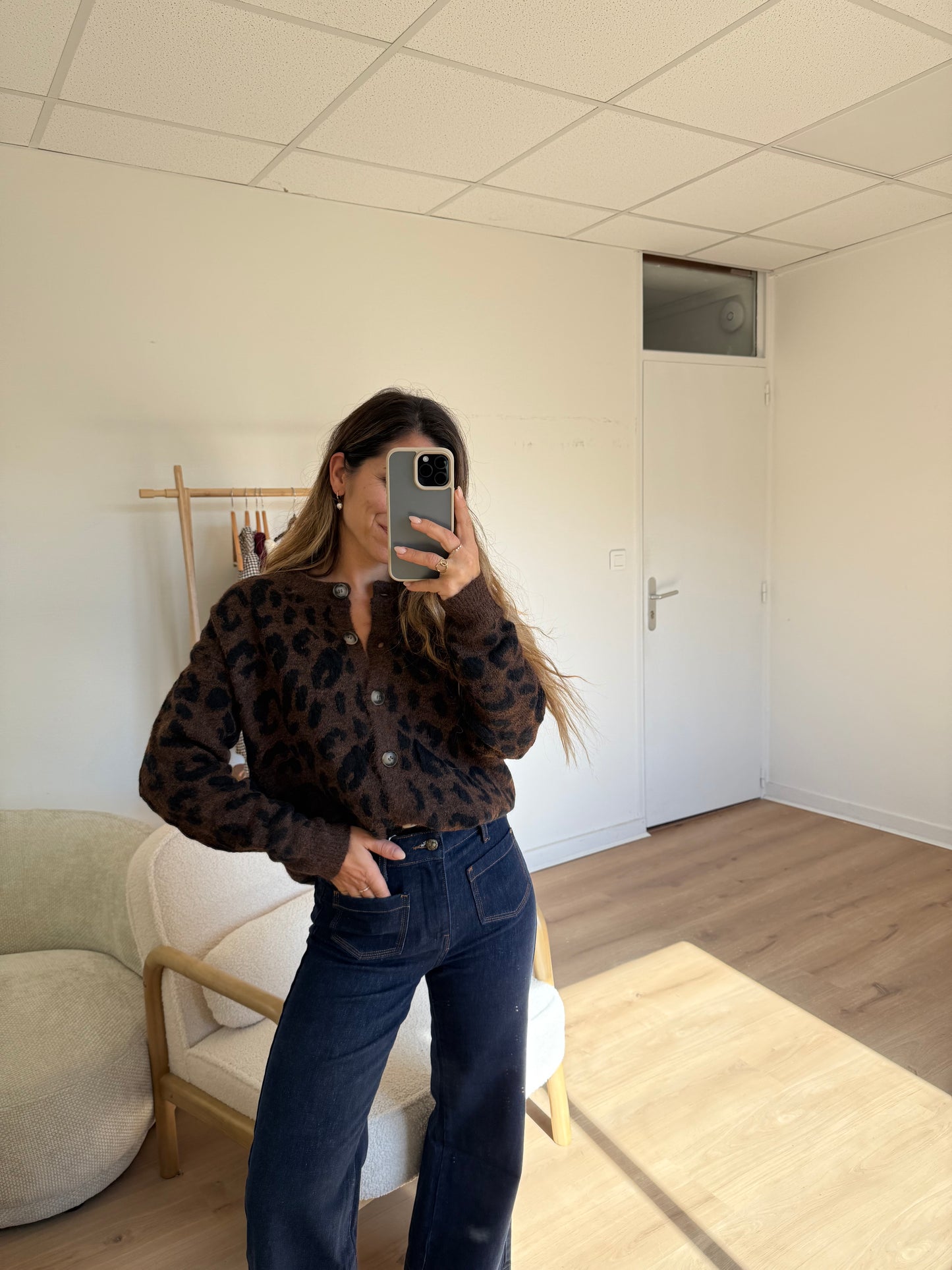 Cardigan léopard Camille marron
