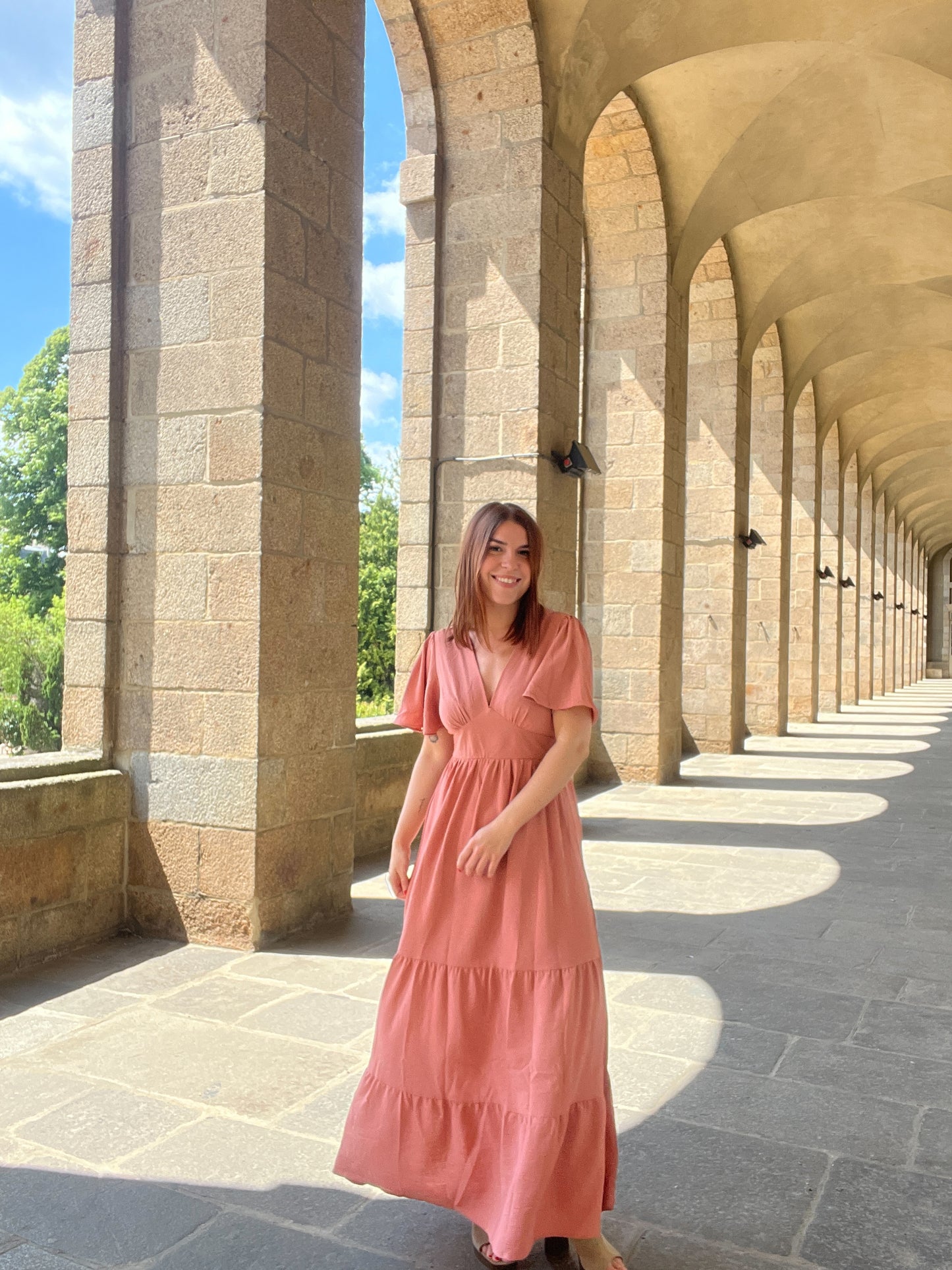 Robe longue Bella rose