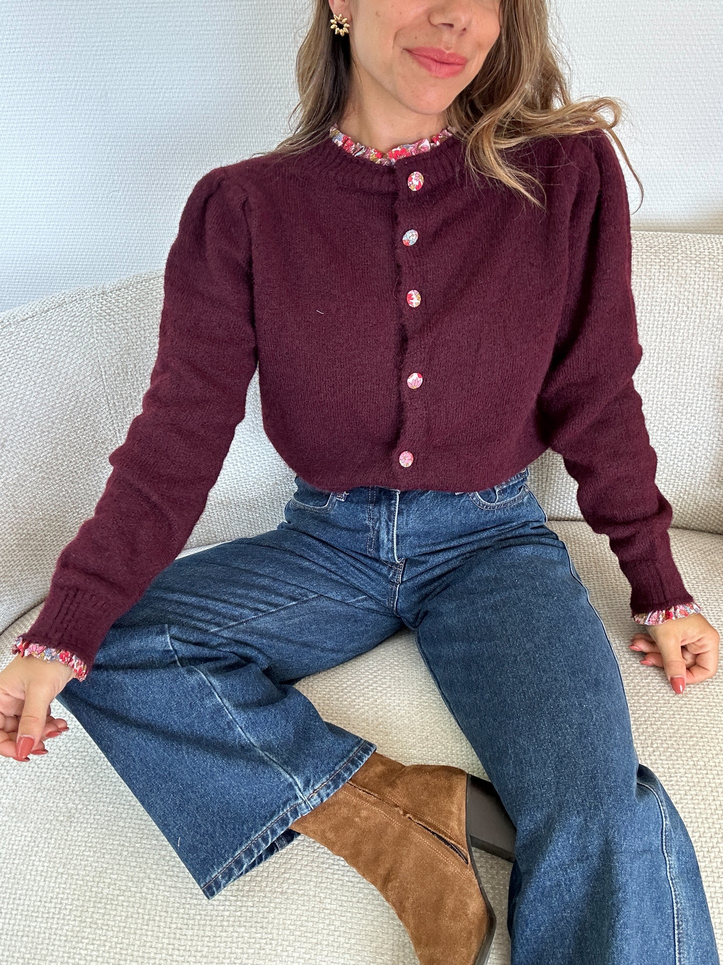 Cardigan Liberty Alma bordeaux