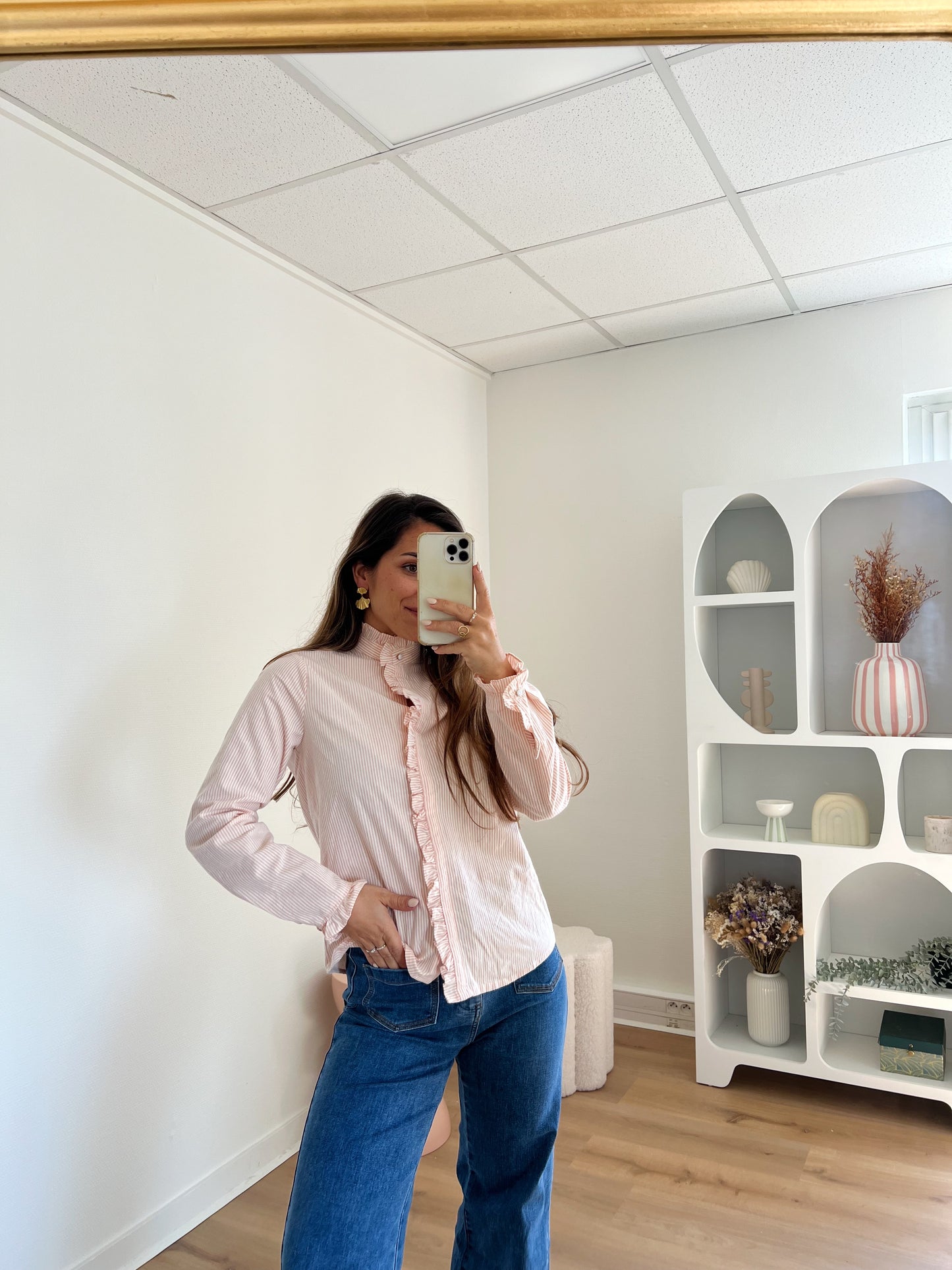 Blouse à col volanté Gaïa rose