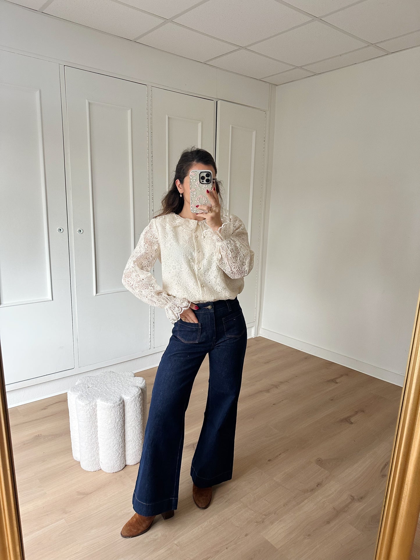 Blouse en dentelle écrue Constance