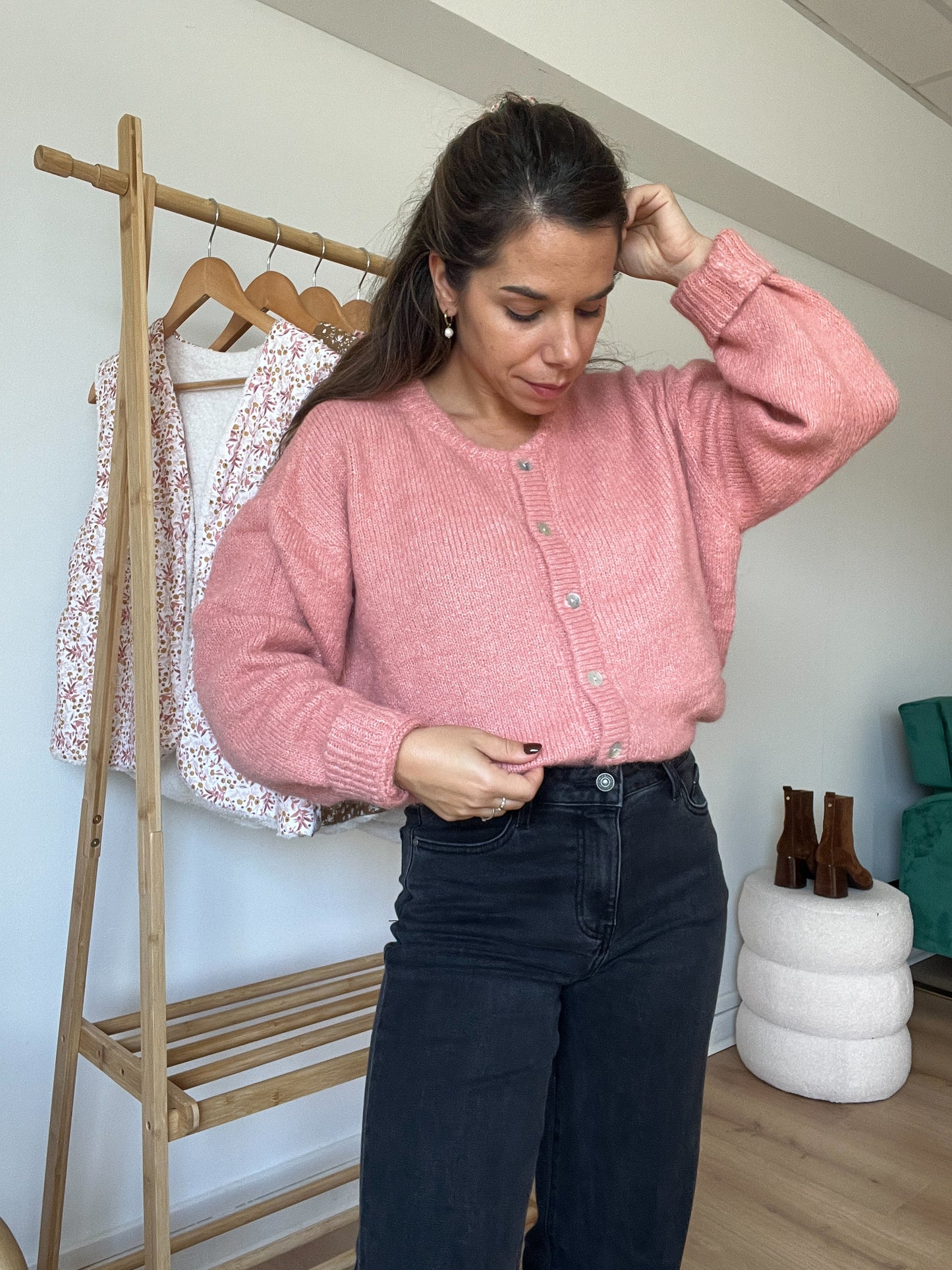 Cardigan Charlie vieux rose
