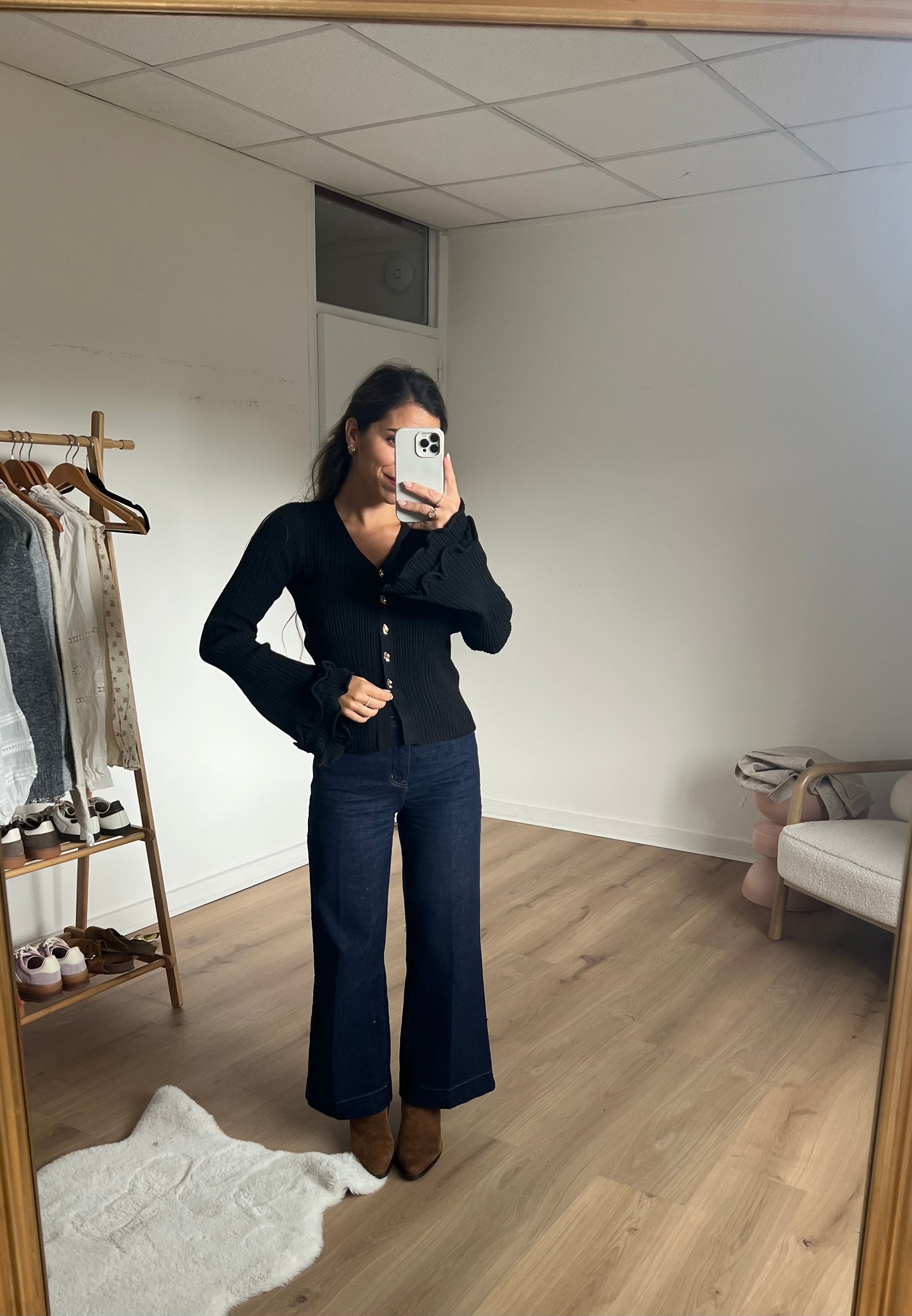 Gilet côtelé noir Anna