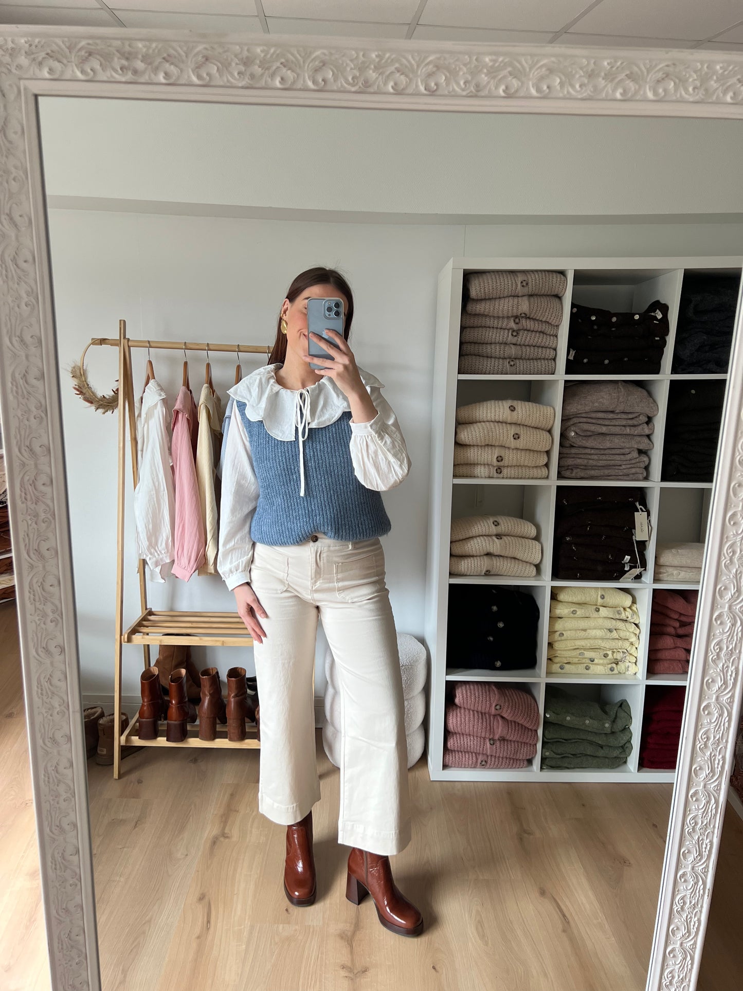 Pull sans manches bleu jean Adèle
