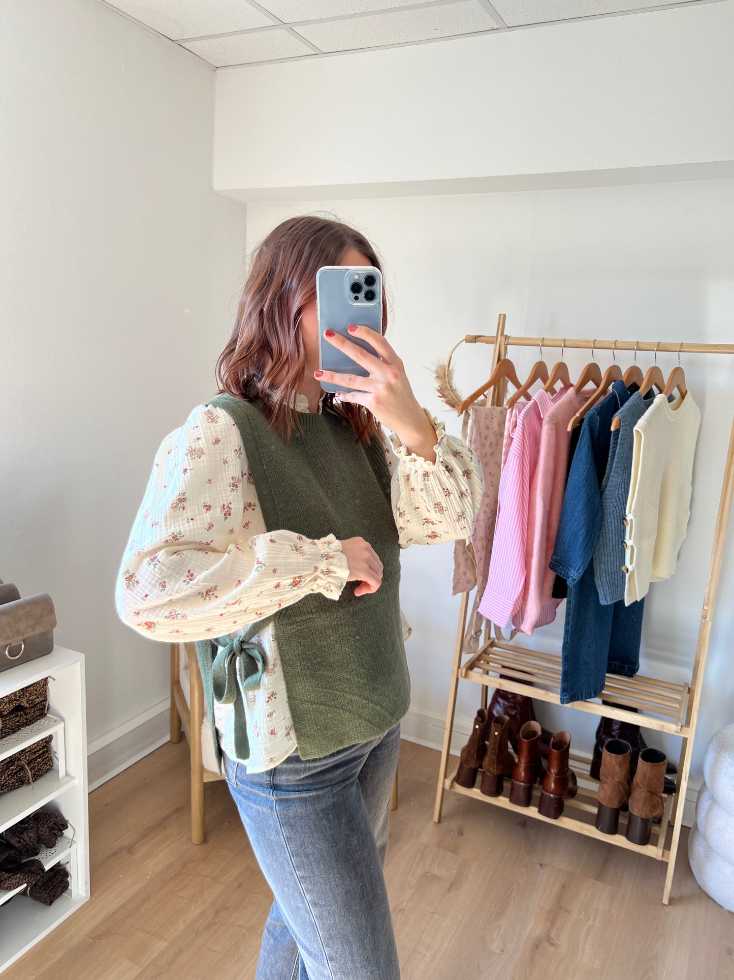 Pull sans manches à noeuds kaki Valentine