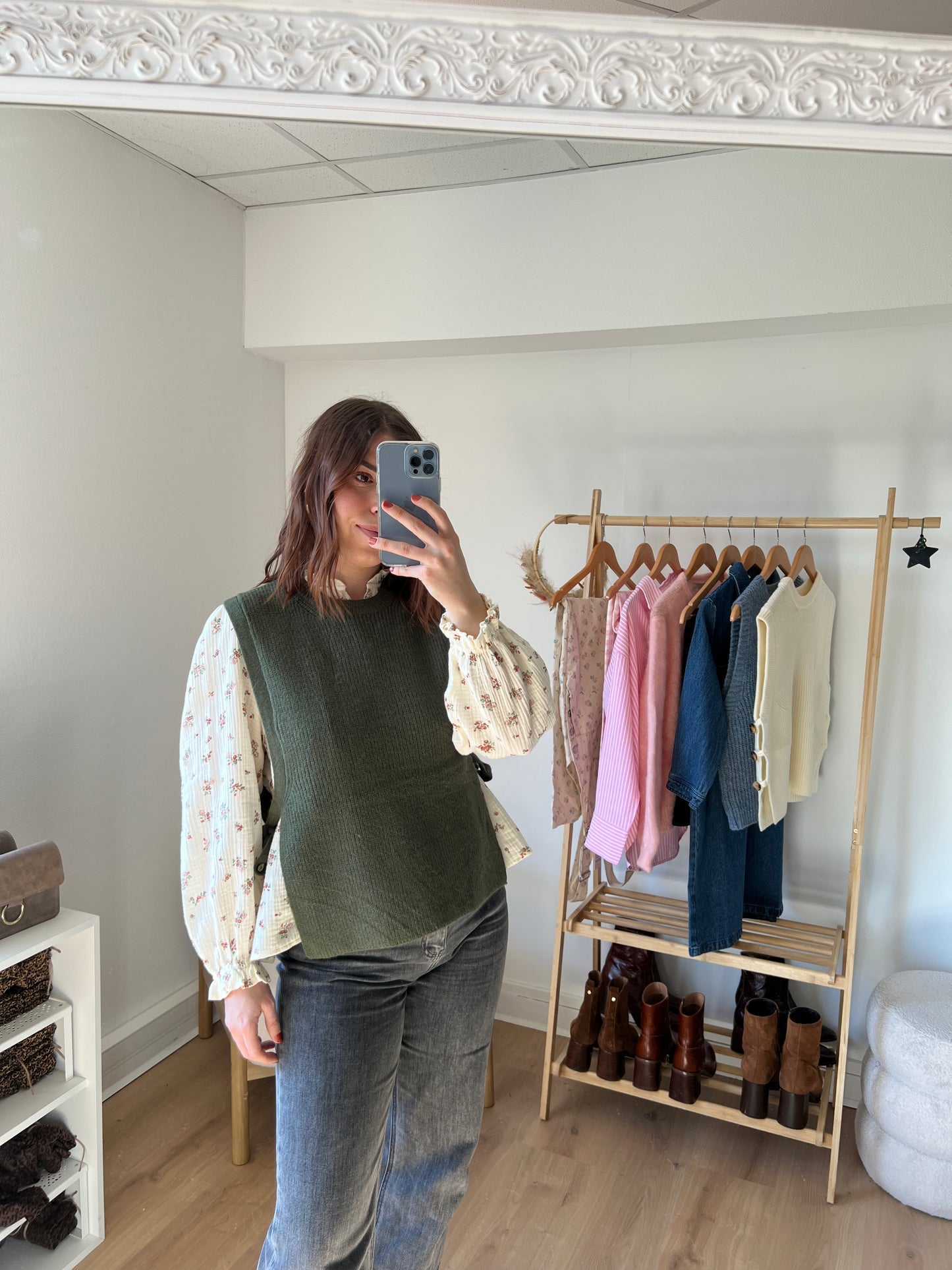 Pull sans manches à noeuds kaki Valentine