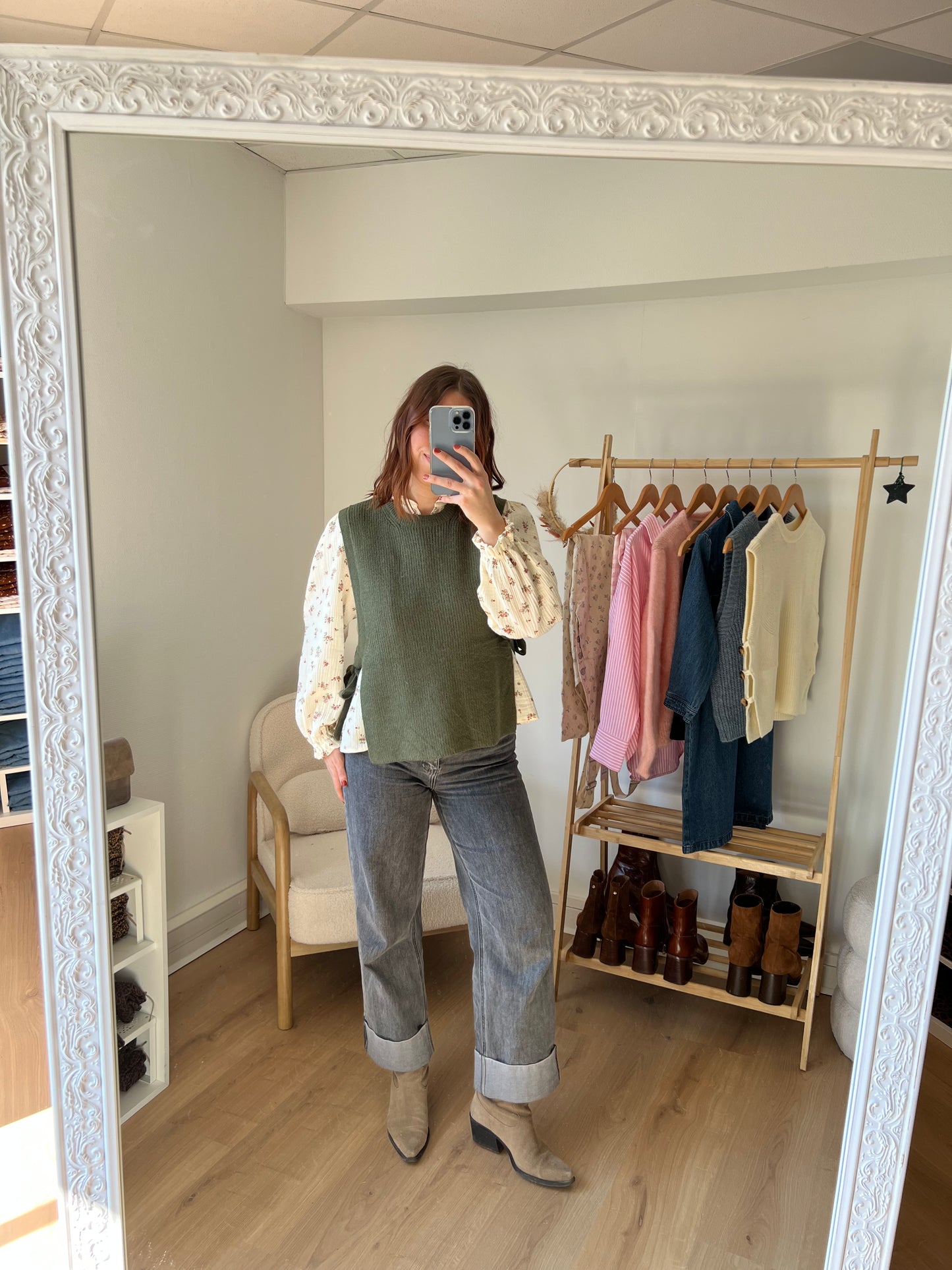 Pull sans manches à noeuds kaki Valentine