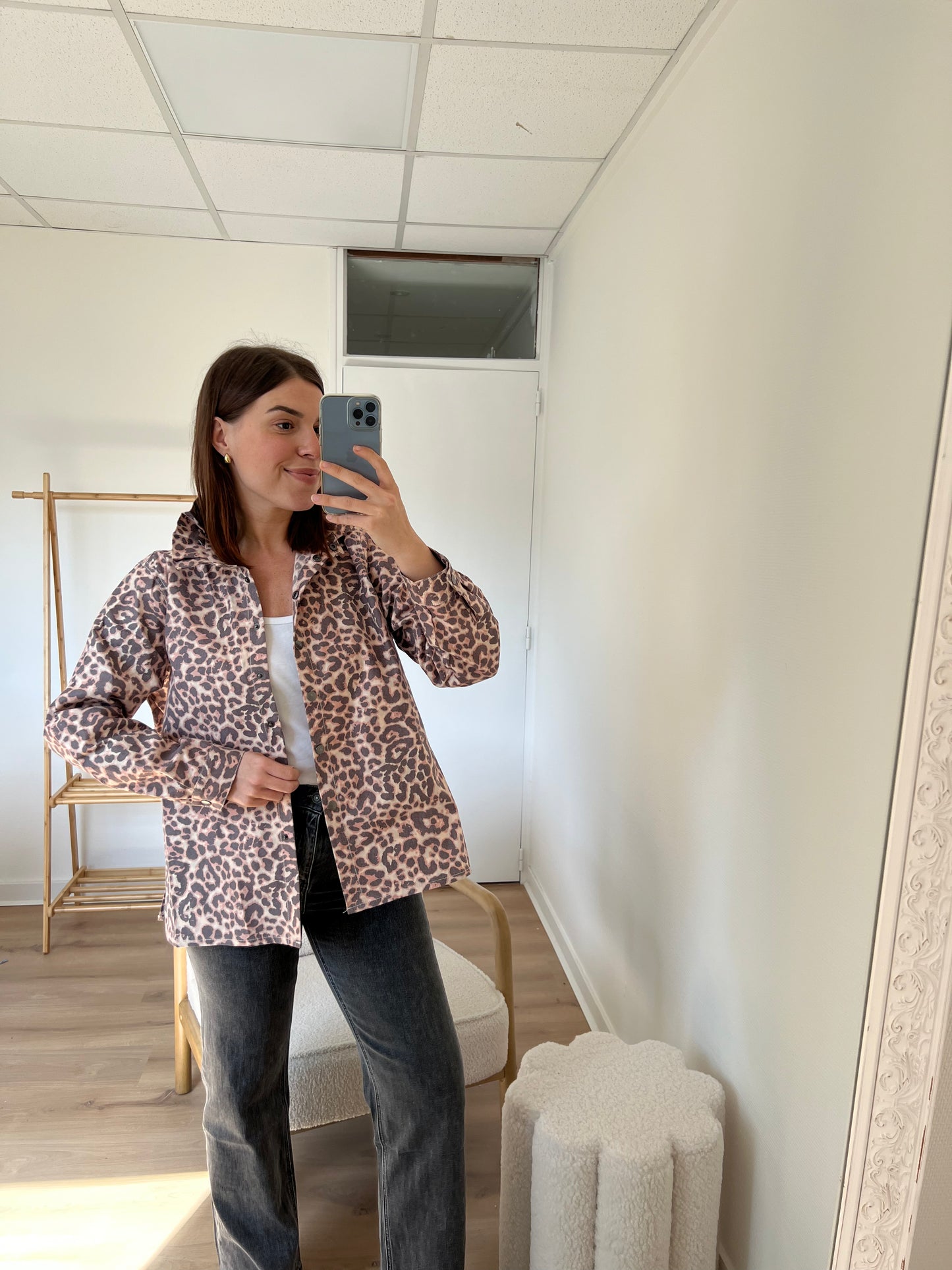 Veste en jean Céleste Léopard