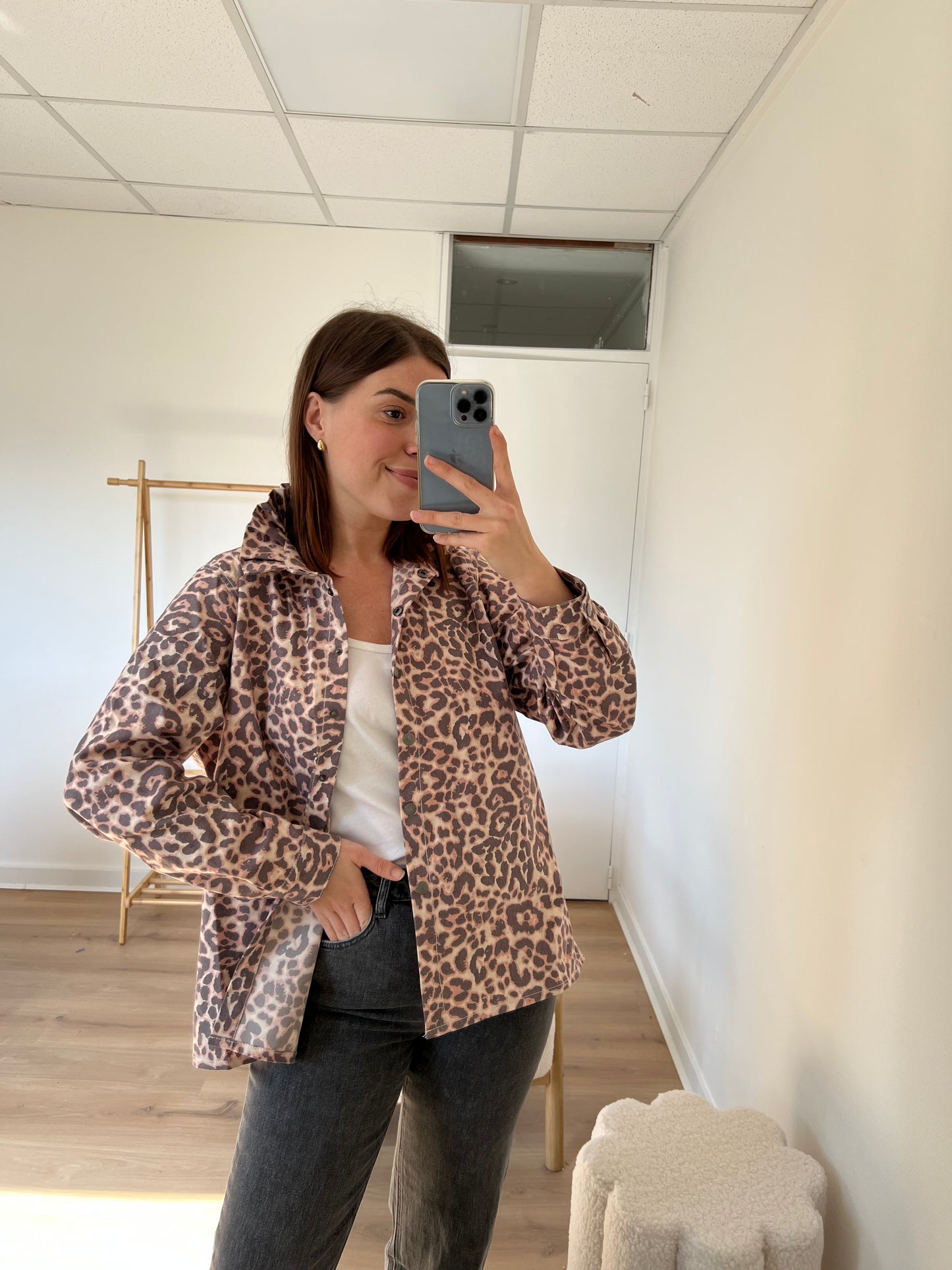 Veste en jean Céleste Léopard